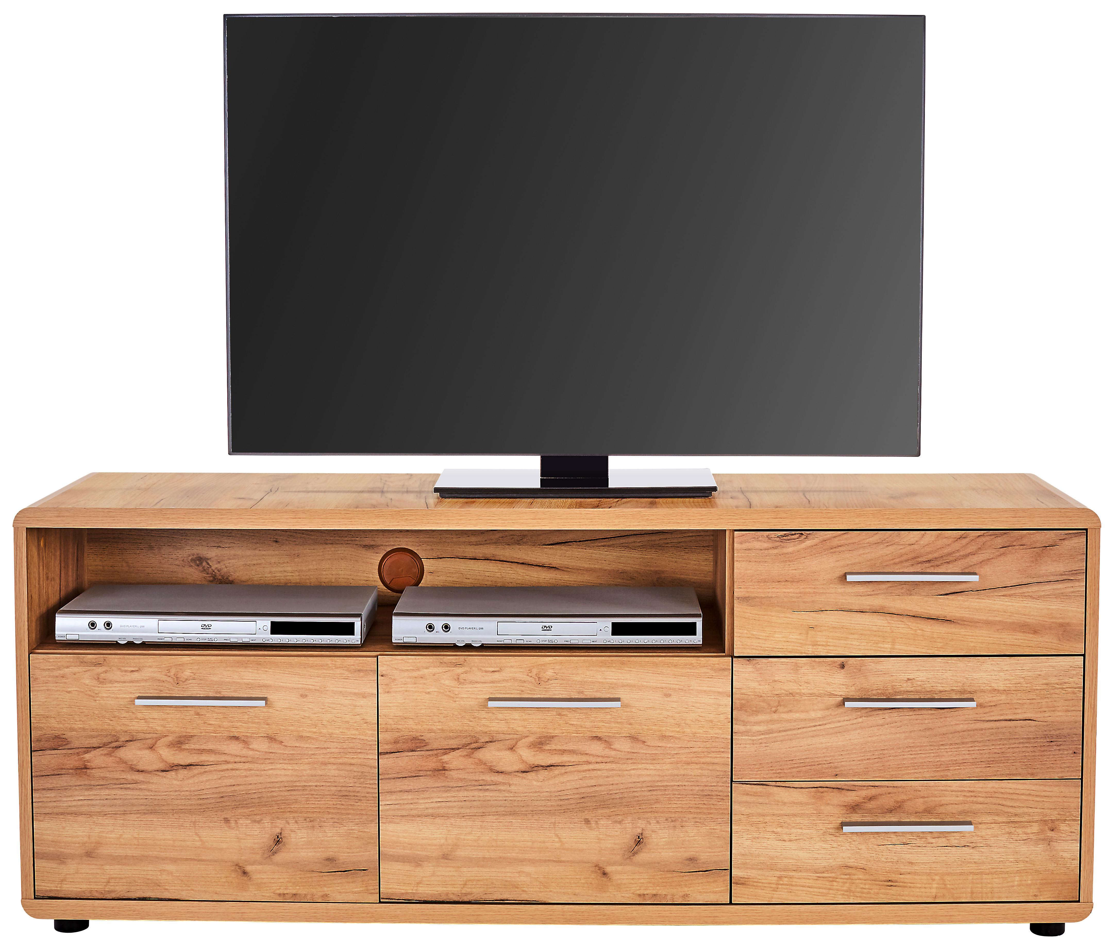 Médiaállvány 2 Ajtó 3 Fiók Fontana - tölgyfa színű, Modern, faalapú anyag (150/60/38cm)