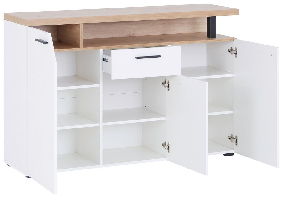 Komoda Nico - bijela/hrast Artisan, Moderno, drvni materijal/plastika (136,4/91,6/40cm) - Modern Living