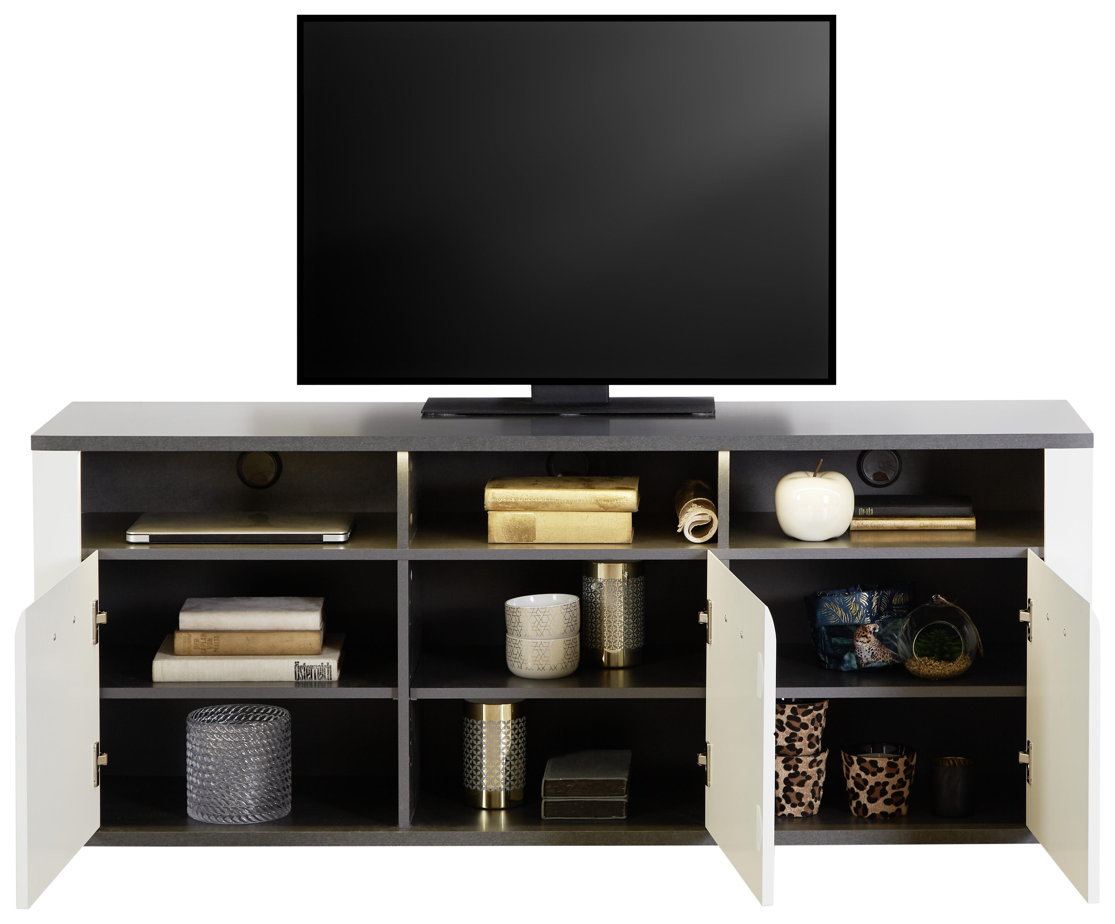 Tv Komoda Alassio - bijela/boje grafita, Moderno, drvni materijal/metal (156,3/62/40,5cm) - Modern Living