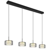LED-HÄNGELEUCHTE 15634-4 FOGSY - Klar/Schwarz, Design, Glas/Kunststoff (105/15/150cm) - Globo