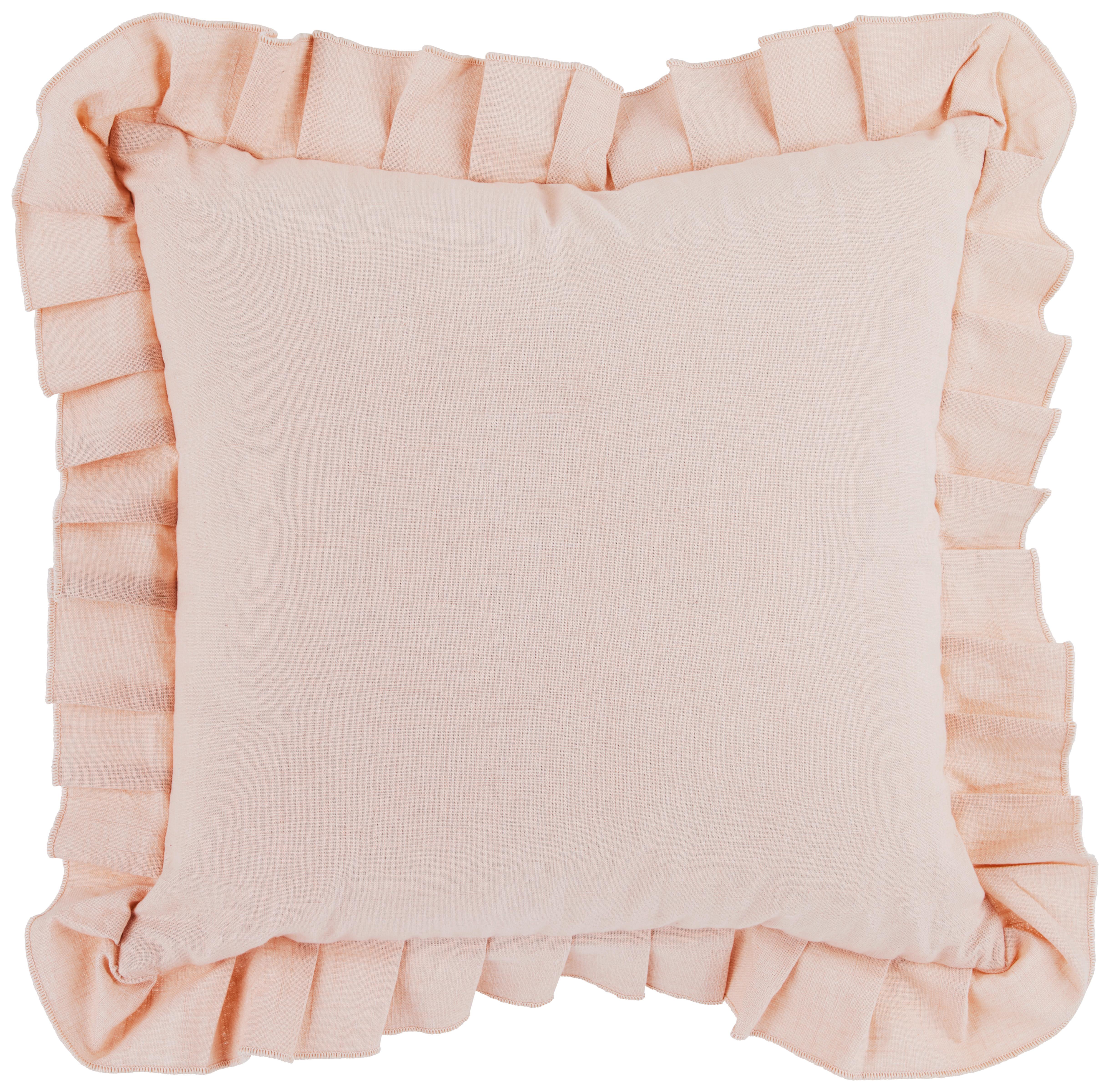 Zierkissen Rüschen in Rosa ca. 45x45cm - Rosa, Romantik / Landhaus (45/45cm) - Modern Living