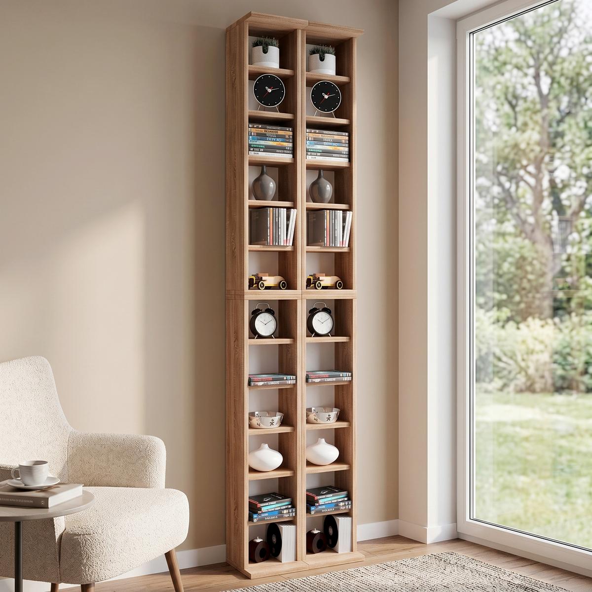 CD-Regal Almera in Eichefarbe, B: 42 cm - Eichefarben, KONVENTIONELL, Holzwerkstoff (42/183/20cm) - MID.YOU