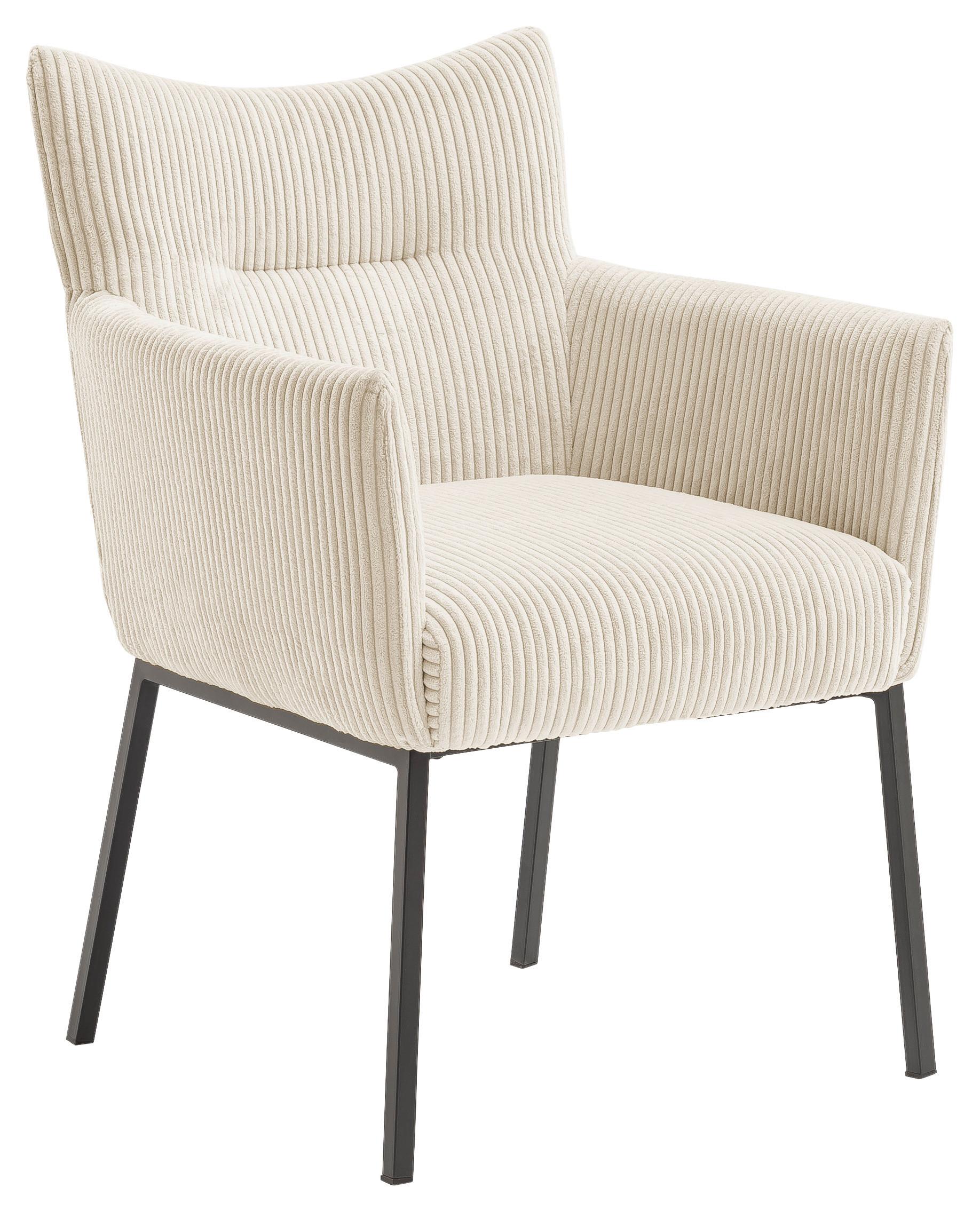 KRZESŁO Z PODŁOKIETNIKAMI JANA - beżowy/czarny, Design, metal/tkanina (63/86/65cm) - Novel