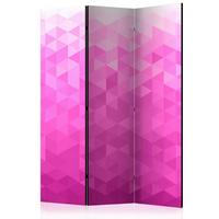 Paravan Pink Pixel, 3-Delni, Dvostranski - pink/bela, Basics, tekstil/les (135/172/3cm) - artgeist