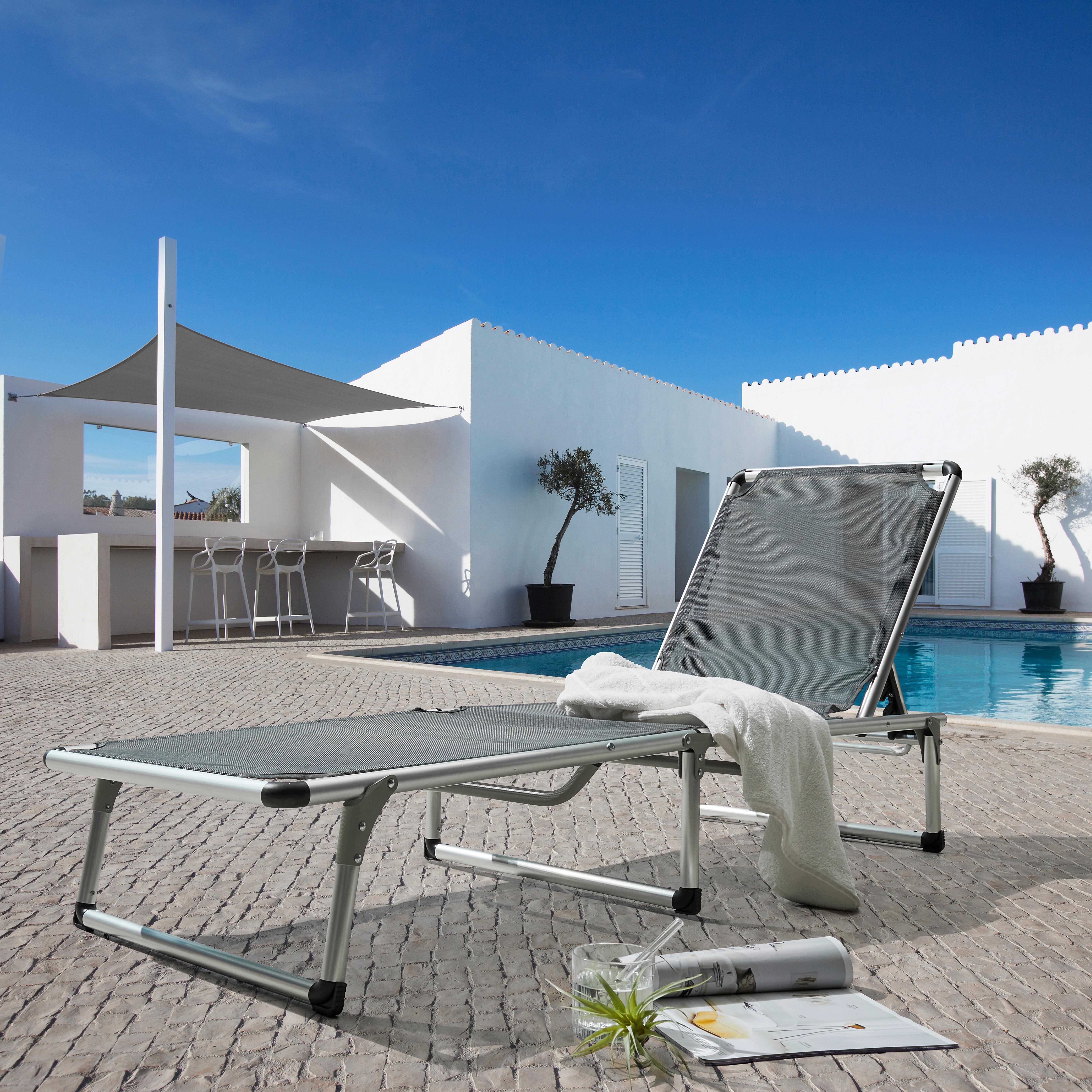 Sonnenliege Lilly in Anthrazit - Anthrazit, MODERN, Textil/Metall (56/25/186cm) - Mömax