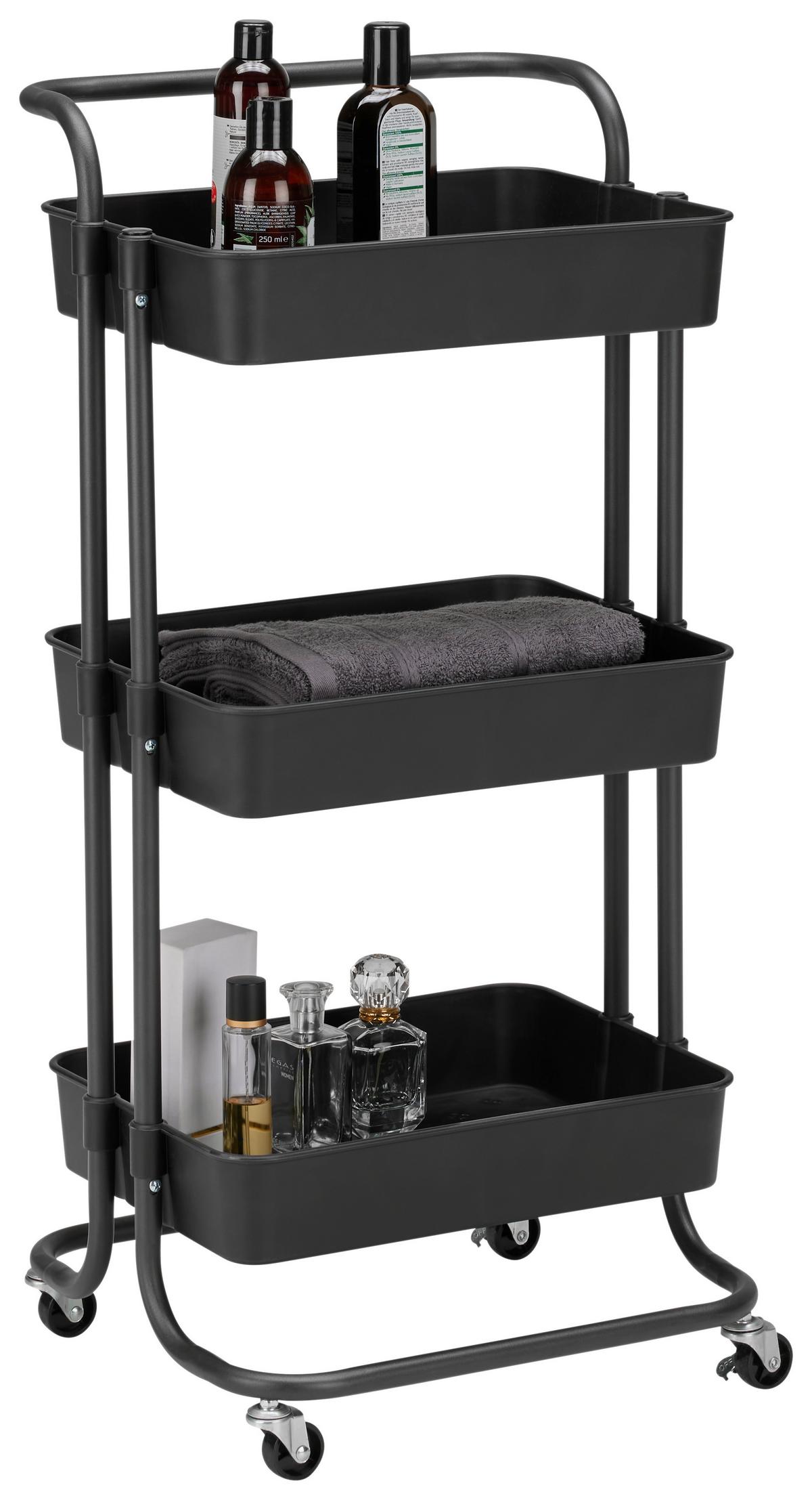 Višenamjenska Kolica Carl - crna, Moderno, metal/plastika (42/85,5/37cm) - Modern Living