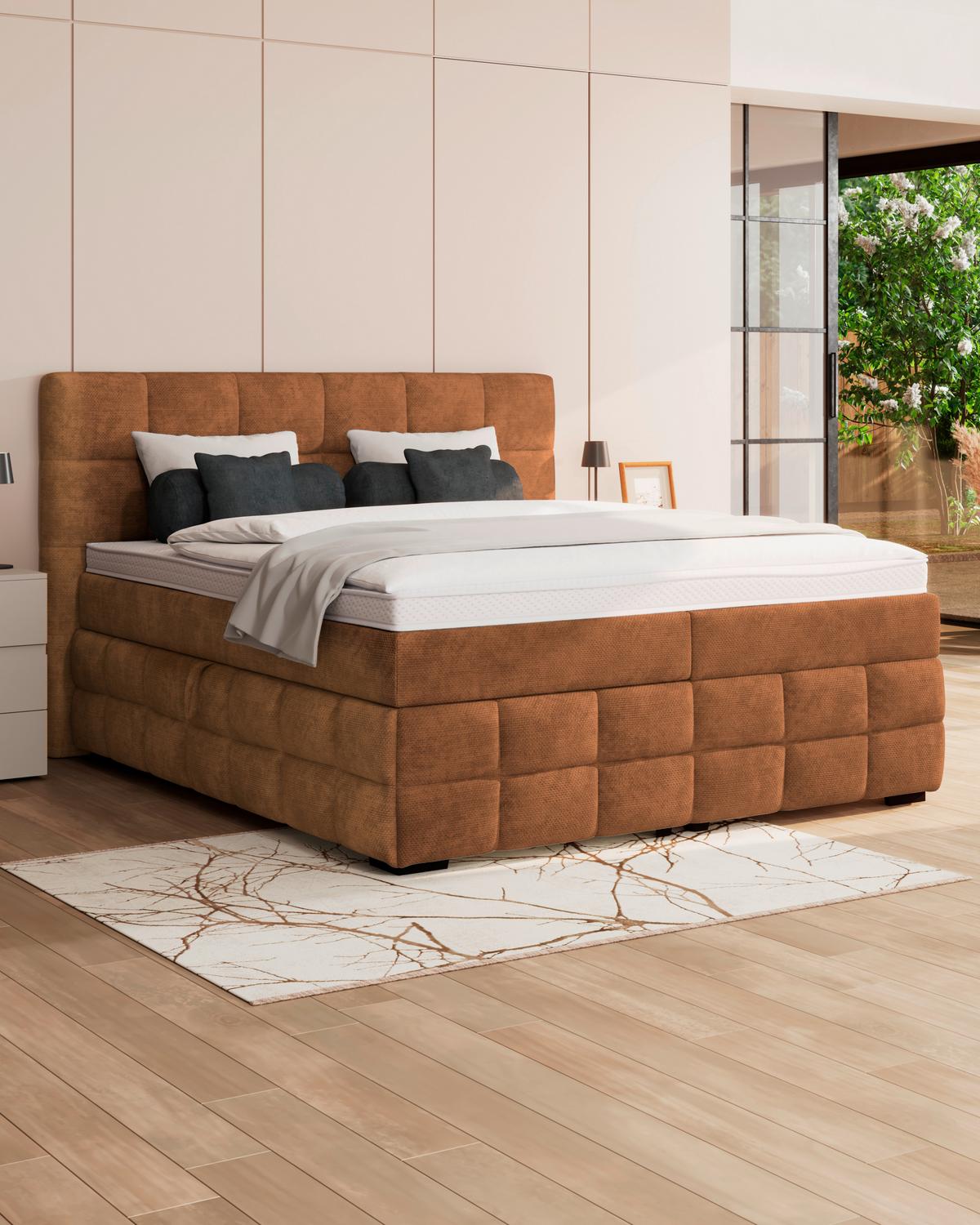 Box Krevet Vega - boje hrđe/zelena, Trend, tekstil/drvo (160/200cm) - Modern Living