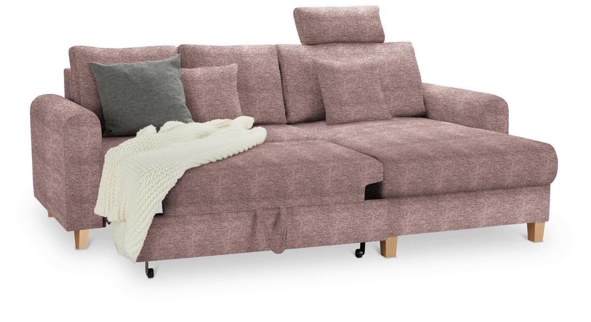 Kutna Garnitura Lille - jorgovan/svijetlo smeđa, Moderno, tekstil/drvo (232/110/156cm) - Best Price