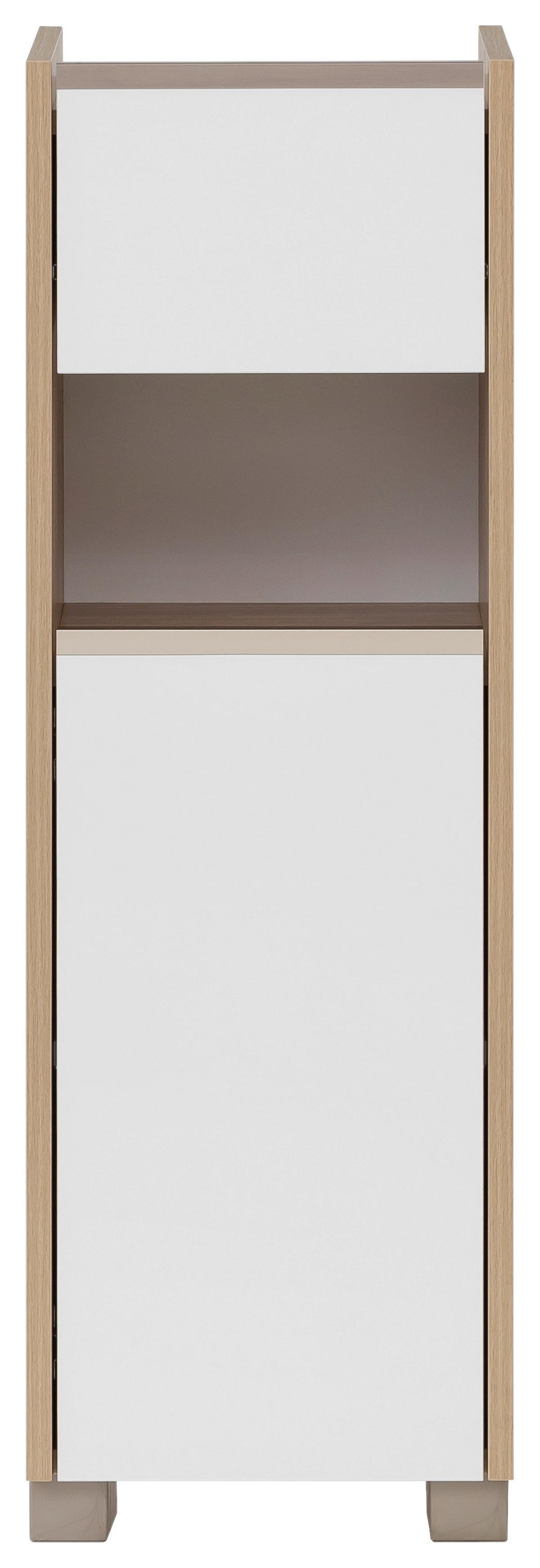 Unterschrank Juba Eiche - Edelstahlfarben/Weiß, MODERN, Holzwerkstoff/Kunststoff (30,2/94,7/33cm) - MID.YOU