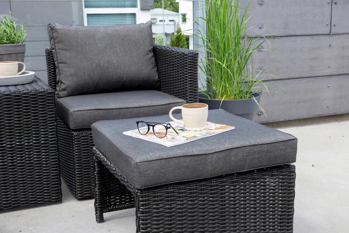 GARTENSET QUAD - Schwarz/Grau, KONVENTIONELL, Kunststoff/Metall - Gardenson