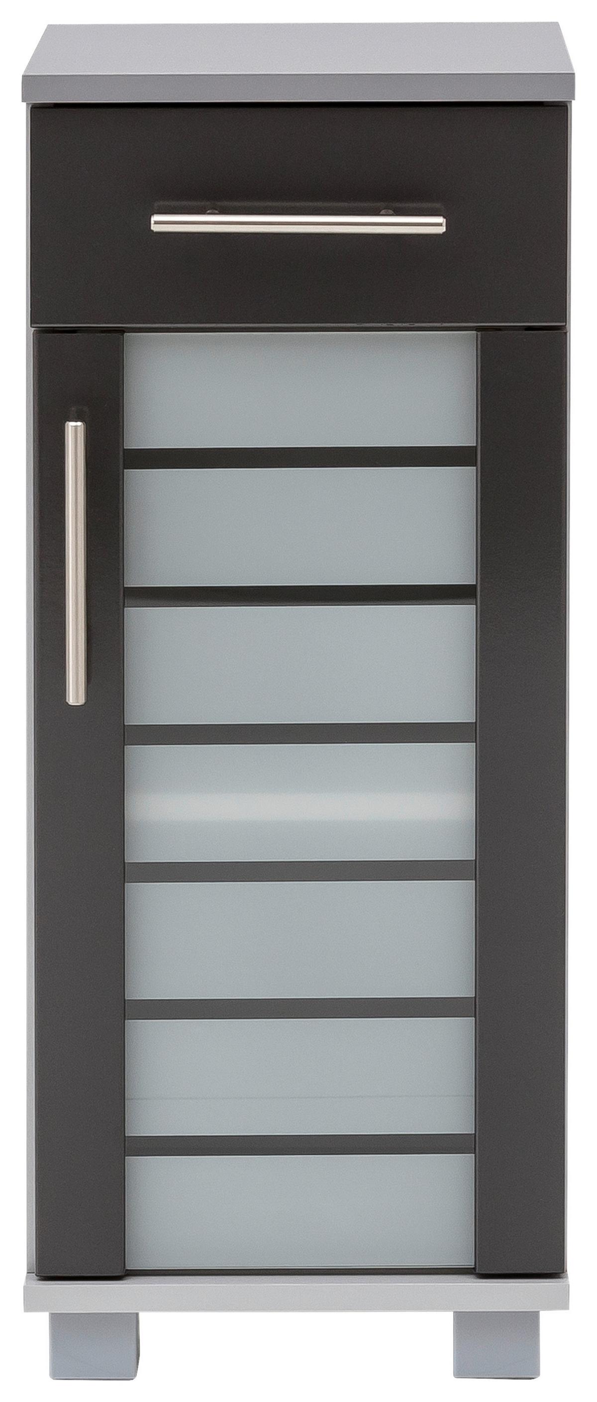 Unterschrank Niko Anthrazit/Silber - Edelstahlfarben/Anthrazit, MODERN, Glas/Holzwerkstoff (30,3/75,3/32,6cm) - MID.YOU