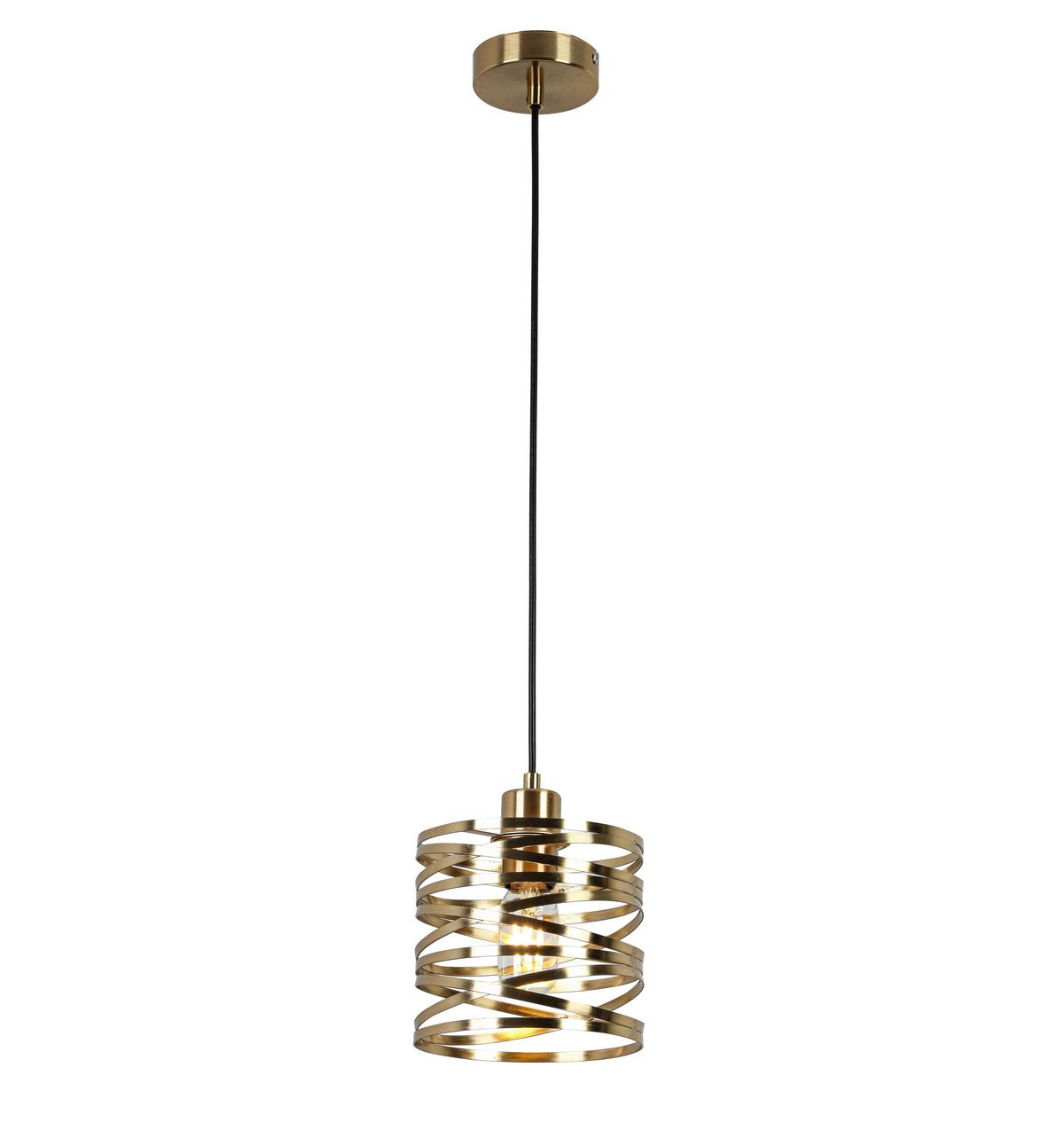 Hängeleuchte Silvain Messingfarben max. 40 Watt - Messingfarben/Schwarz, Modern, Kunststoff/Metall (17/120cm) - Mömax