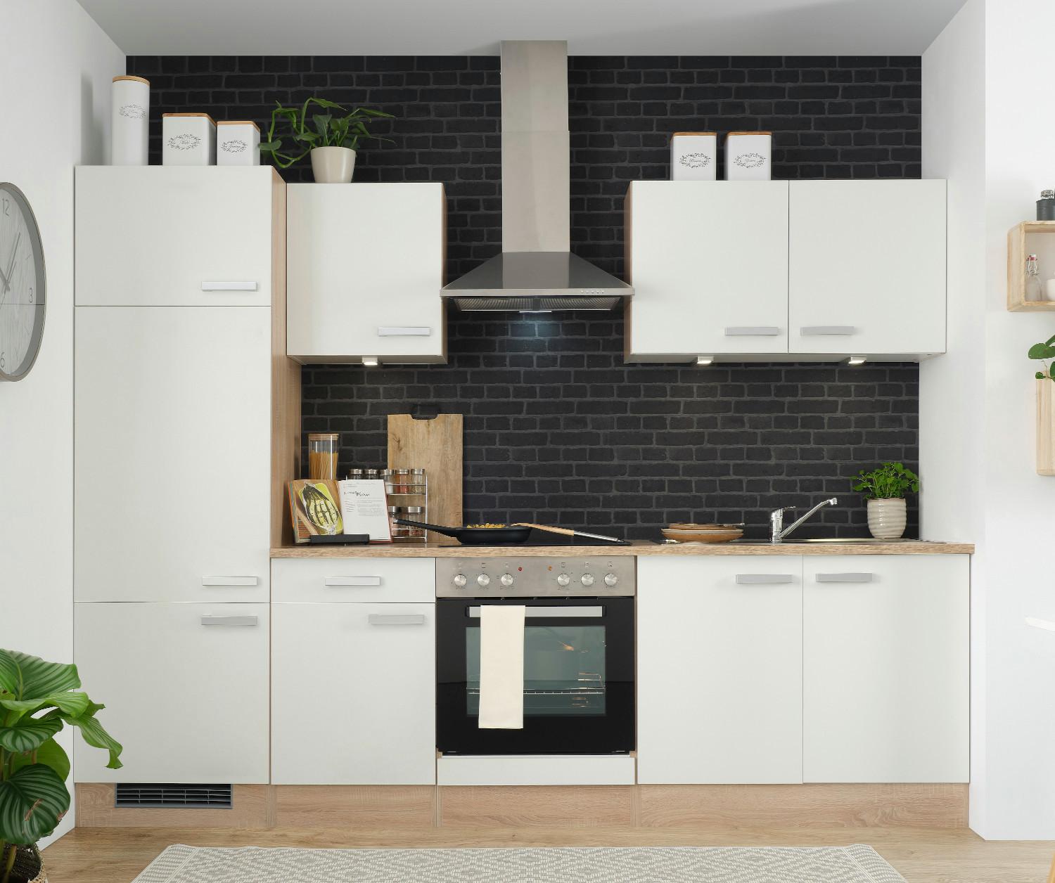Küchenblock Lexa Weiss/Eiche - Weiß/Sonoma Eiche, MODERN, Holzwerkstoff (270cm) - Based
