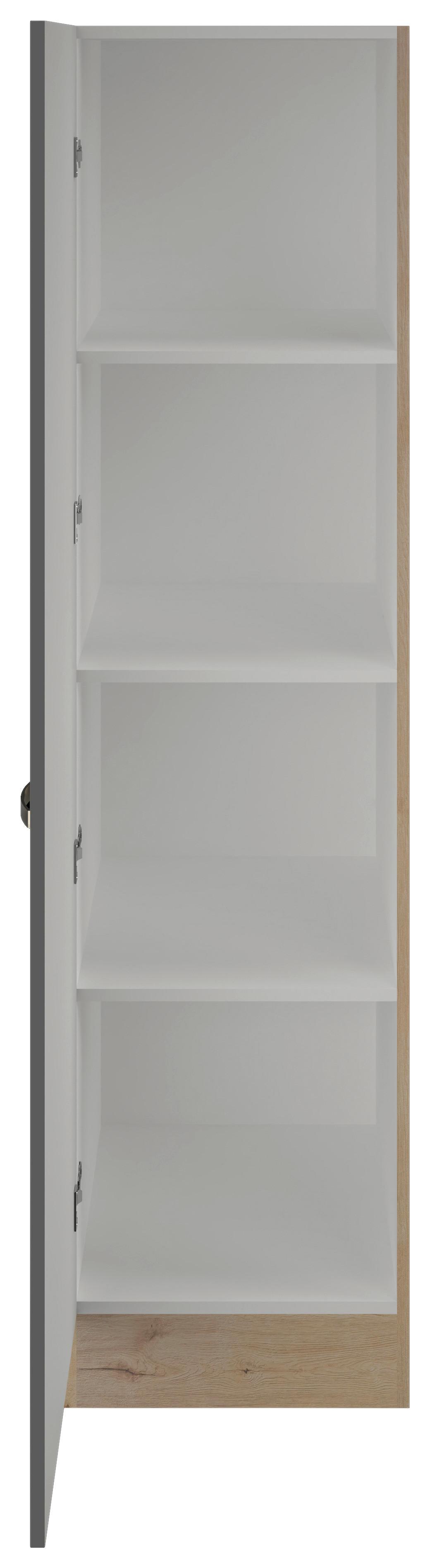 Geschirrschrank Shadow ca. 50x200x57 cm Grau/Eiche - Edelstahlfarben/Dunkelgrau, MODERN, Holzwerkstoff/Metall (50/200/57cm) - FlexWell