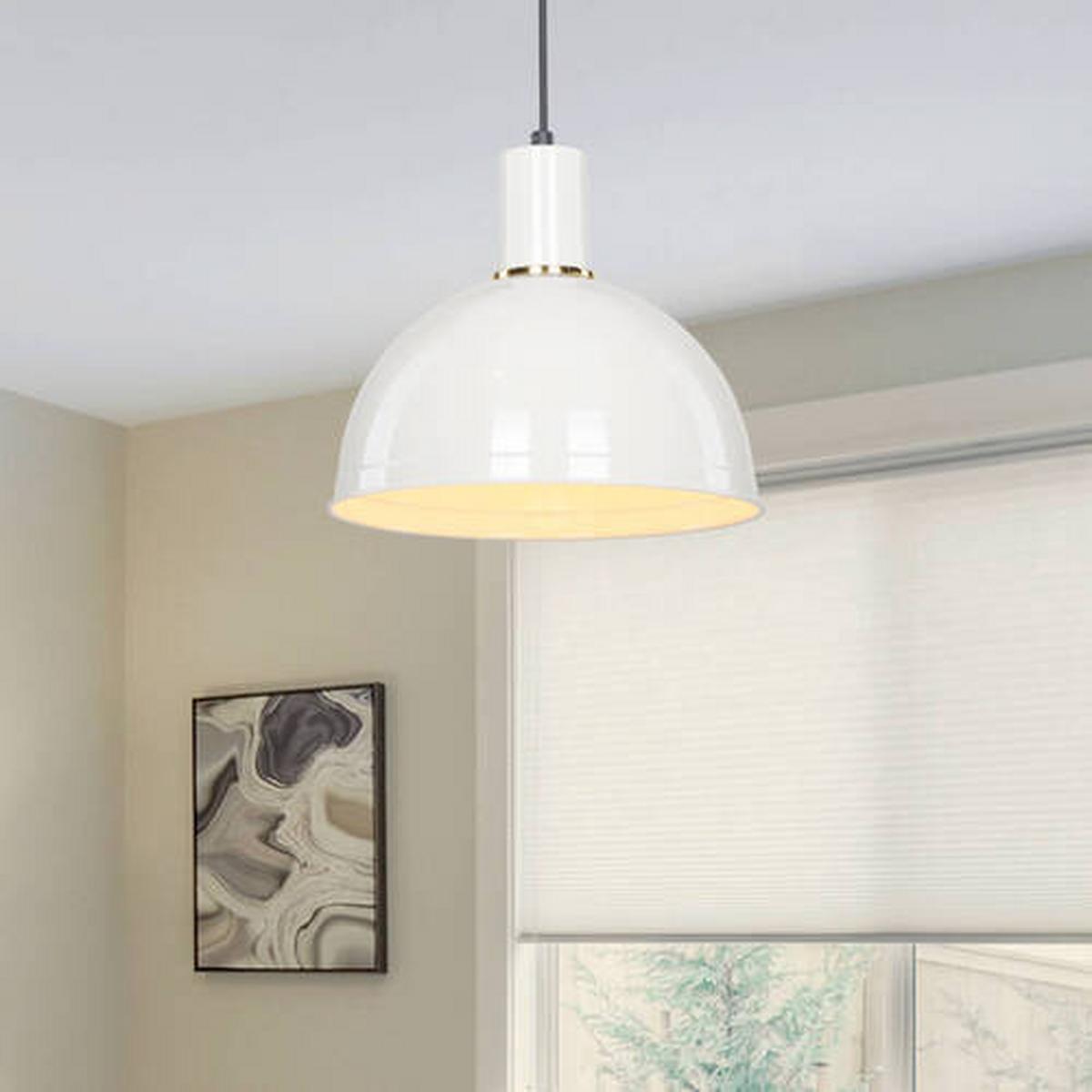 Hängeleuchte Natan Weiß/Goldfarben max. 22 Watt - Goldfarben/Weiß, Basics, Metall (27/90cm)