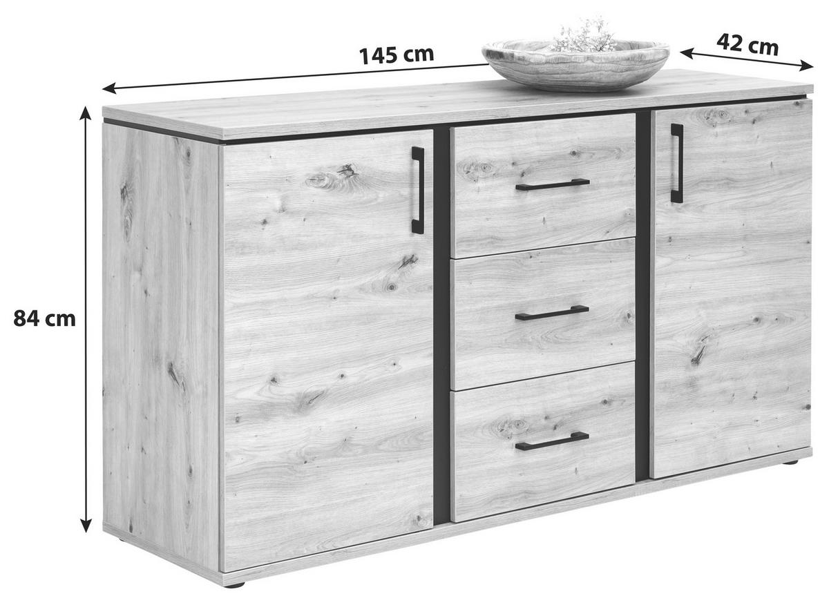 Comodă cu uși NATURE NATK 01 - culoare lemn stejar, Konventionell, material pe bază de lemn (145/84/42cm)
