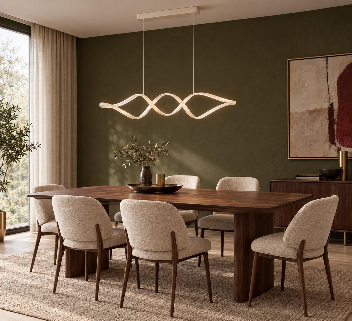 LAMPA WISZĄCA LED BROWNSVILLE *SBN* - kolor piaskowy, Design, tworzywo sztuczne/metal (100/22/120cm) - Novel