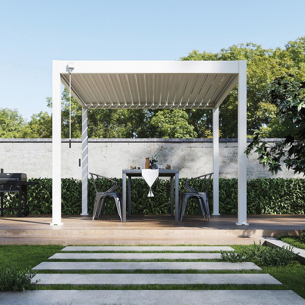 Pergola Trumpf, Bela Visok Sijaj, 3x3m - bela/visoki sijaj, Basics, kovina (300/255/300cm) - Gardenson