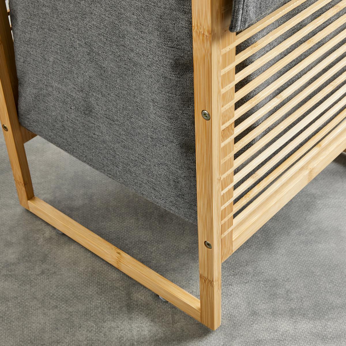 Szennyestartó Elija - sötétszürke, Modern, textil/fa (40/35/61cm) - Bessagi Home