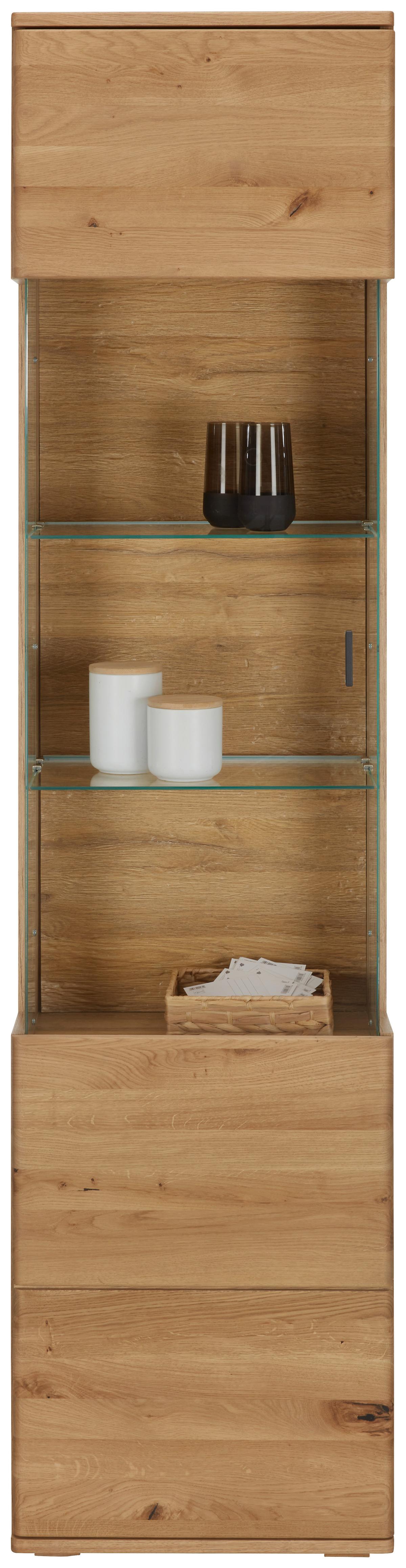 Vitrine Valera in Wildeiche - Wildeiche/Schwarz, KONVENTIONELL, Glas/Holz (50/207/37cm) - Premium Living