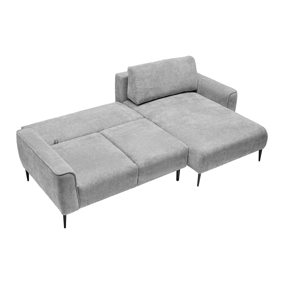Ecksofa Custom Silberfarben - Hellgrau/Schwarz, MODERN, Textil/Metall (255/164cm) - Mömax