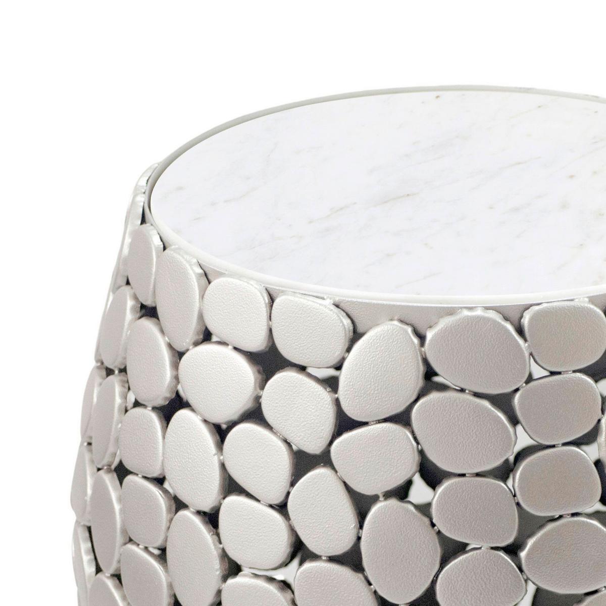 BEISTELLTISCH WL7.359 - Silberfarben, Design, Stein/Metall (40/46/40cm) - Livetastic