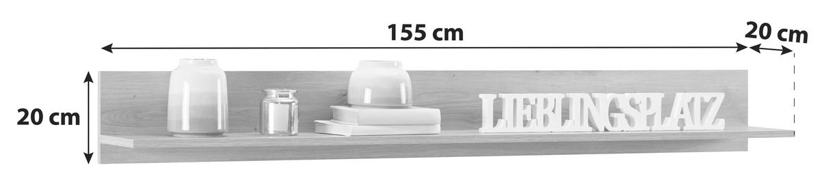 Zidna Polica Kashmir New - boje hrasta, Moderno, drvni materijal (155/20/20cm) - Modern Living