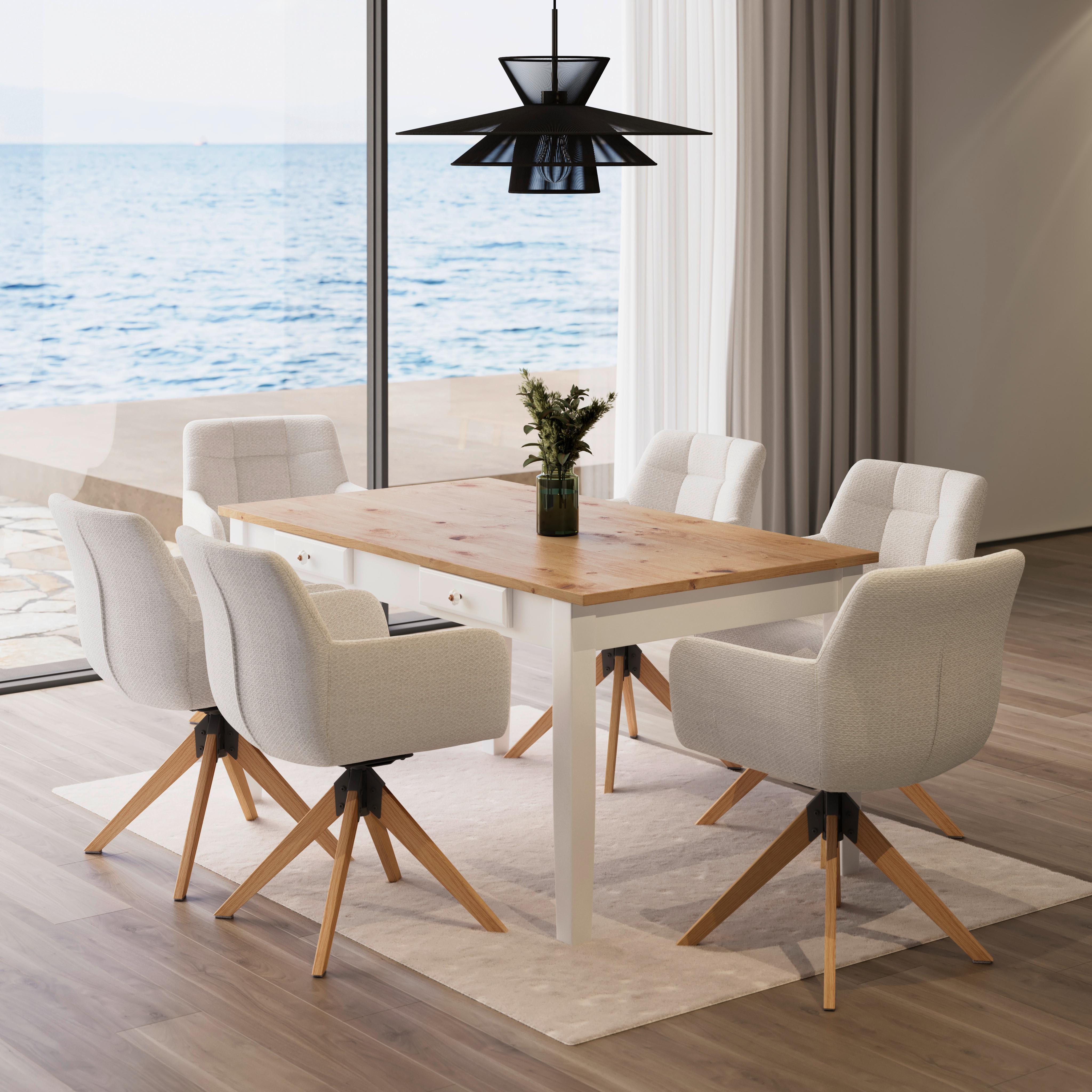 Esstisch Camden in Holz Kiefer massiv ca. 160x90 cm - Weiß/Kieferfarben, MODERN, Holz/Holzwerkstoff (160/79/90cm) - Bessagi Home