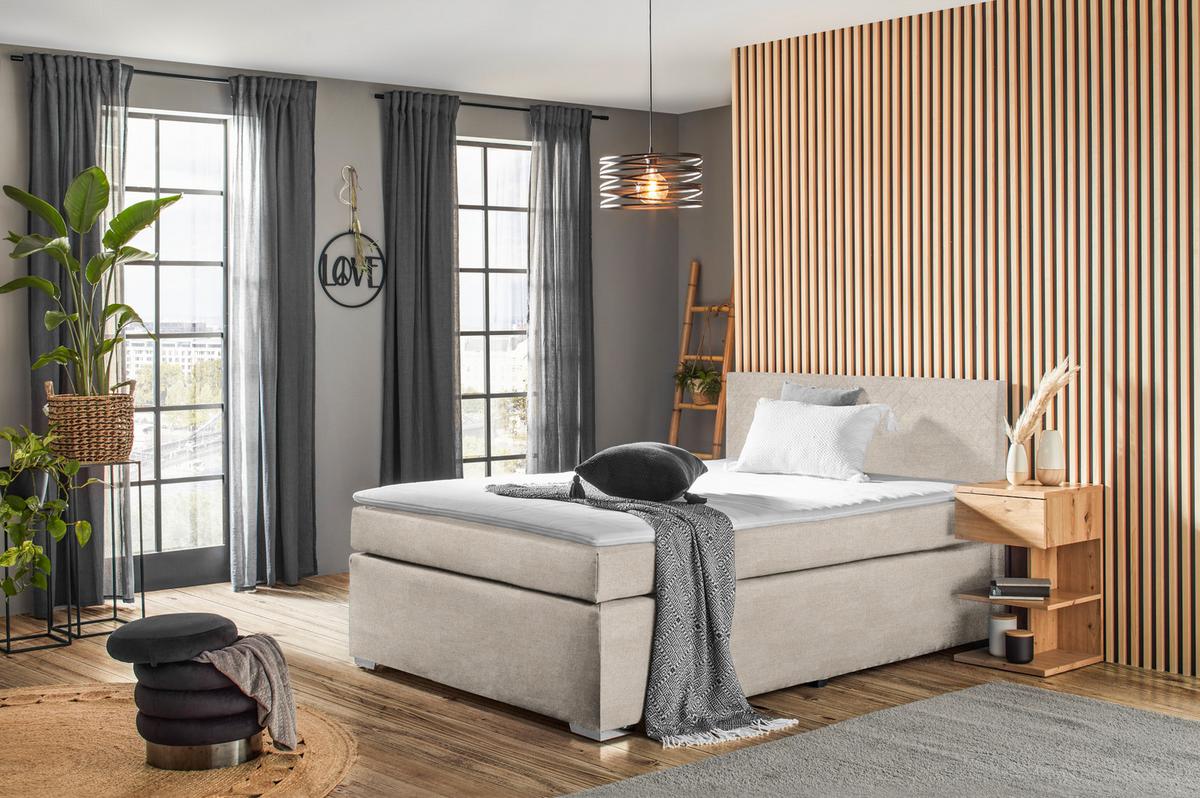 Boxspringbett Mali New in Cappuccino ca. 140x200cm - Chromfarben/Cappuccino, KONVENTIONELL, Kunststoff/Textil (140/200cm) - Based
