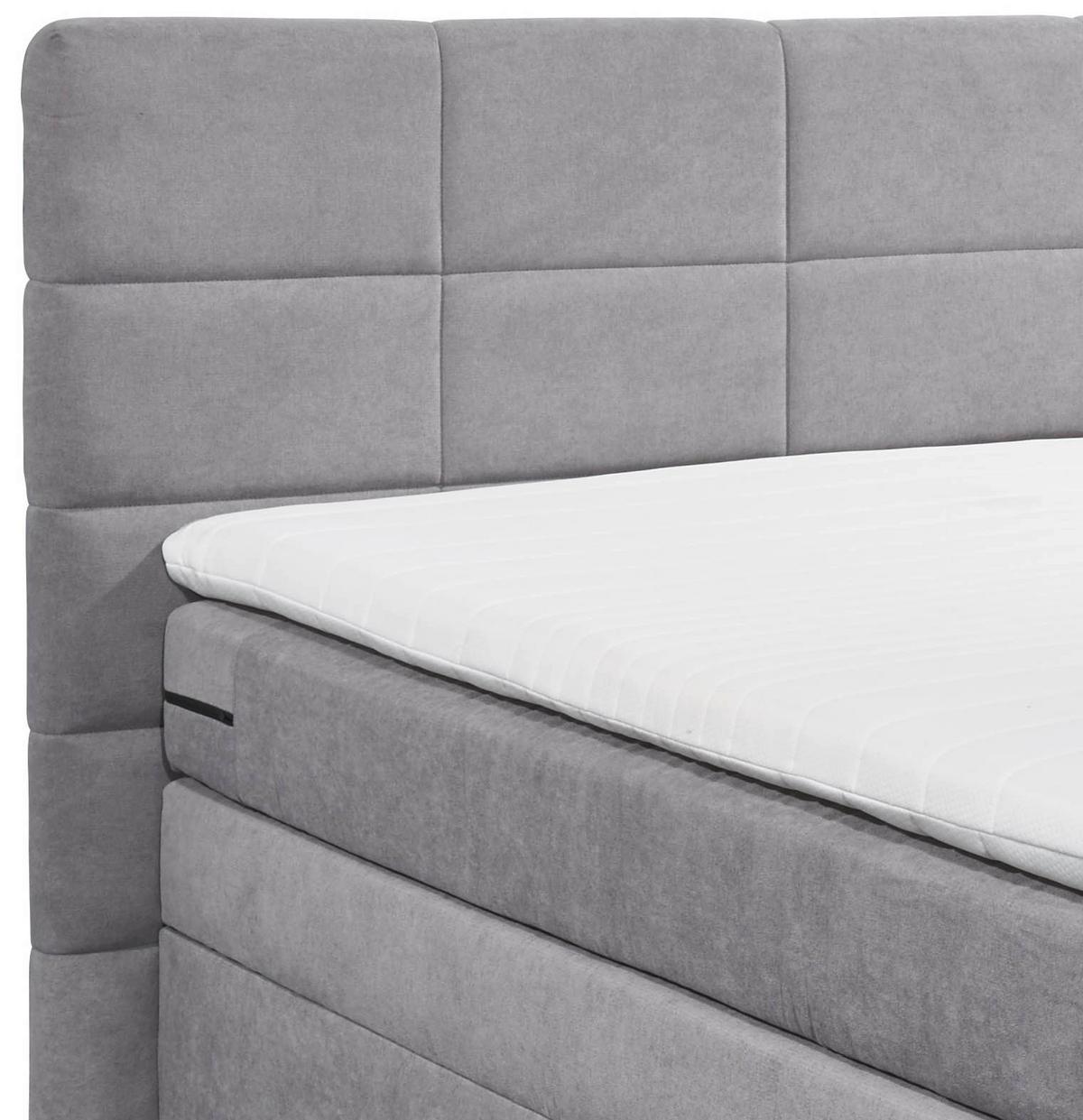 Boxspringbett Tacoma 3 inkl. Topper ca. 180x200cm Anthrazit - Hellgrau, KONVENTIONELL, Kunststoff (180/200cm) - MID.YOU