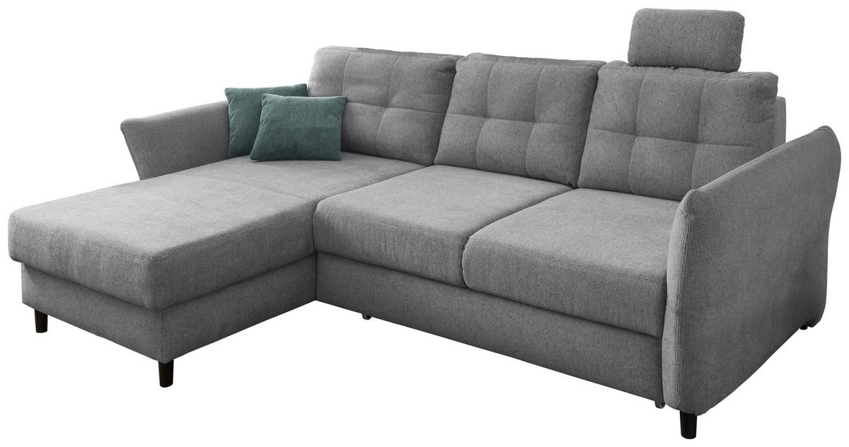 Wohnlandschaft Brizzini Silberfarben Chenille - Mintgrau/Silberfarben, MODERN, Holz/Textil (176/250-280cm) - Livetastic