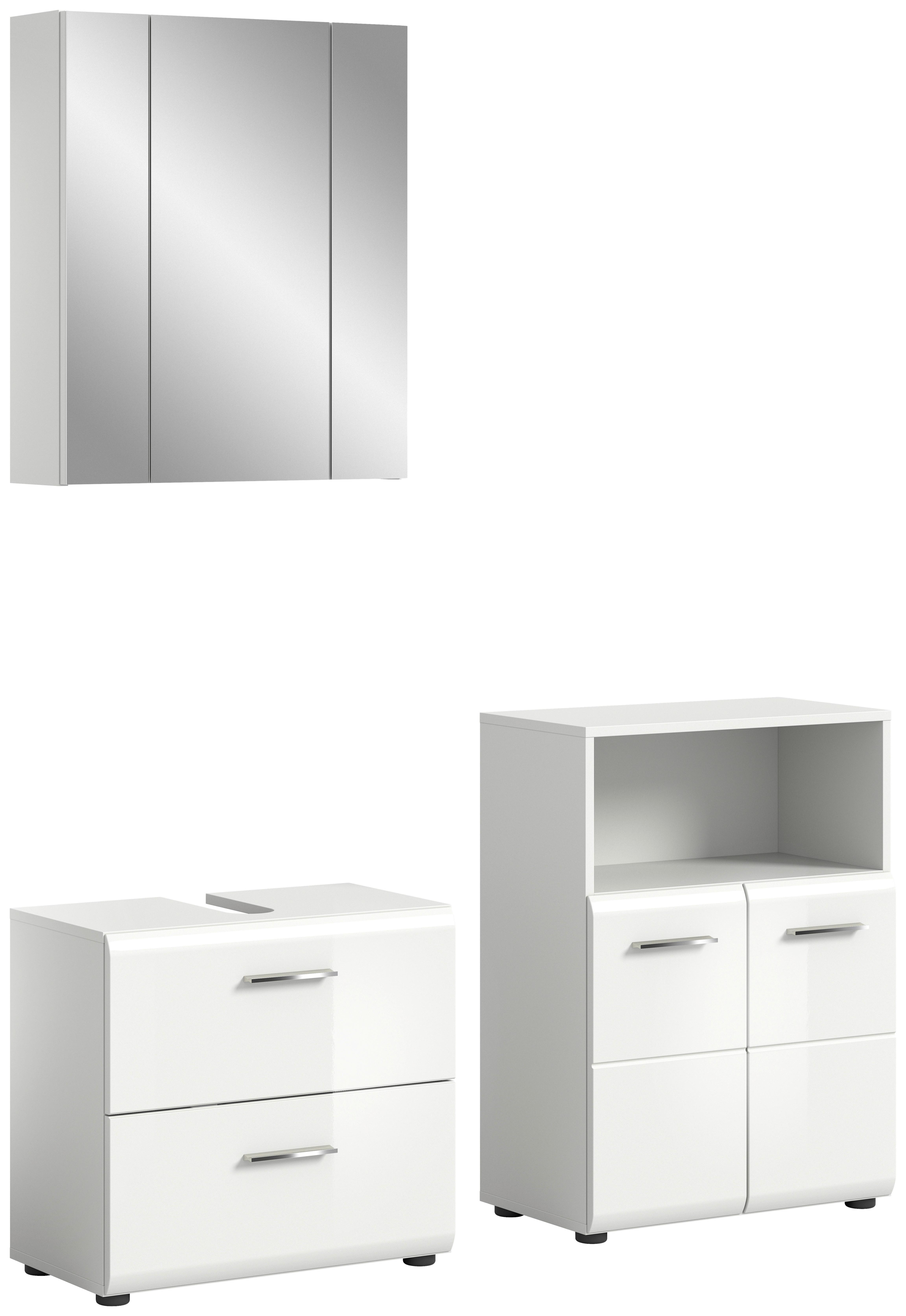 Kopalnica Ice, Bela - srebrne barve/črna, Moderno, umetna masa/steklo (120cm) - MID.YOU