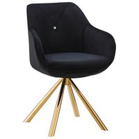 Karosszék Forgatható Relax - fekete/aranyszínű, Lifestyle, textil/fém (60/84/61cm) - Premium Living