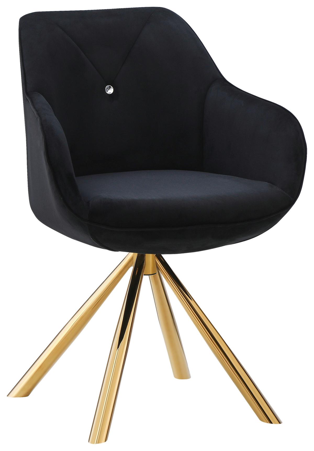 Karosszék Forgatható Relax - fekete/aranyszínű, Lifestyle, textil/fém (60/84/61cm) - Premium Living