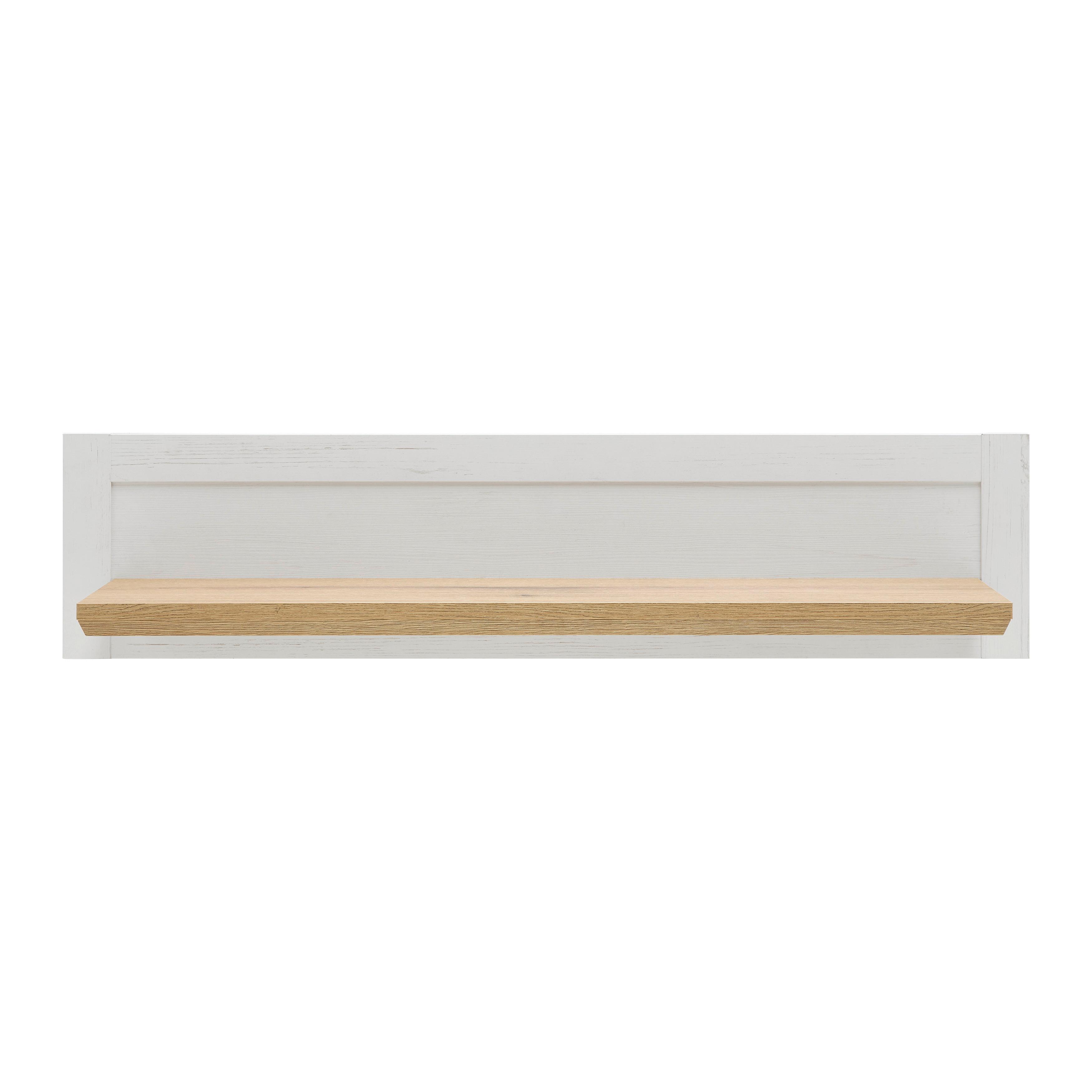VÄGGHYLLA KORSIKA -EXKLUSIV- - vit/ekfärgad, Romantik / Lanthus, trämaterial (100/23,5/25cm) - Mömax