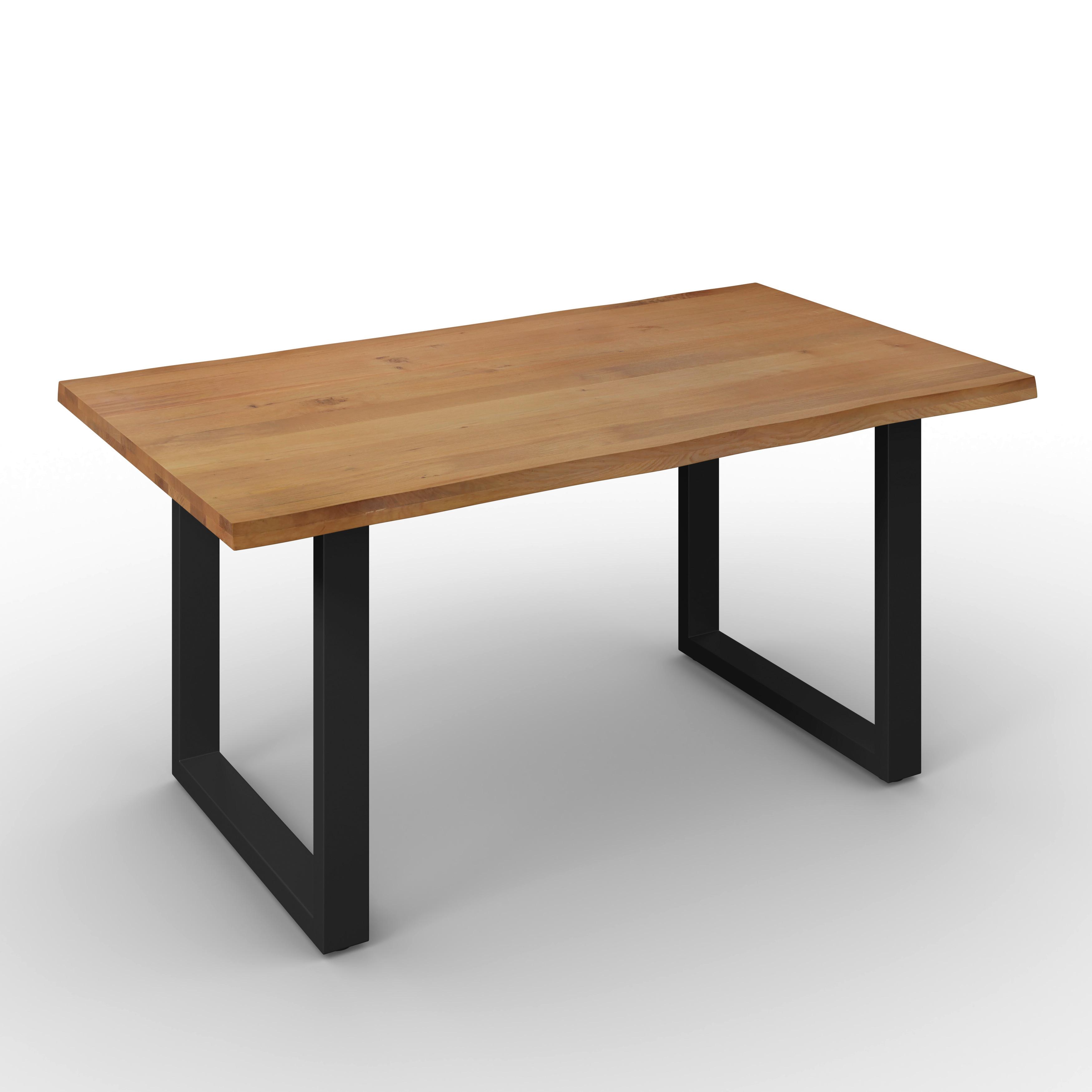 Esstisch Dan in Holz Eiche massiv ca. 180x90 cm - Eichefarben/Schwarz, MODERN, Holz/Metall (180/90/76cm) - Bessagi Home