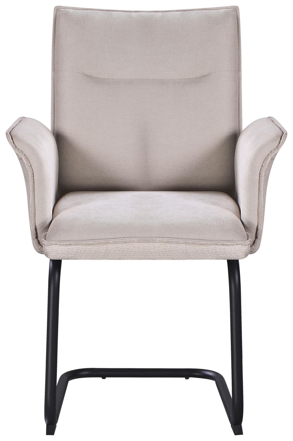 Armlehnstuhl Nova Beige - Beige/Schwarz, MODERN, Textil/Metall (63/90/61cm) - Premium Living
