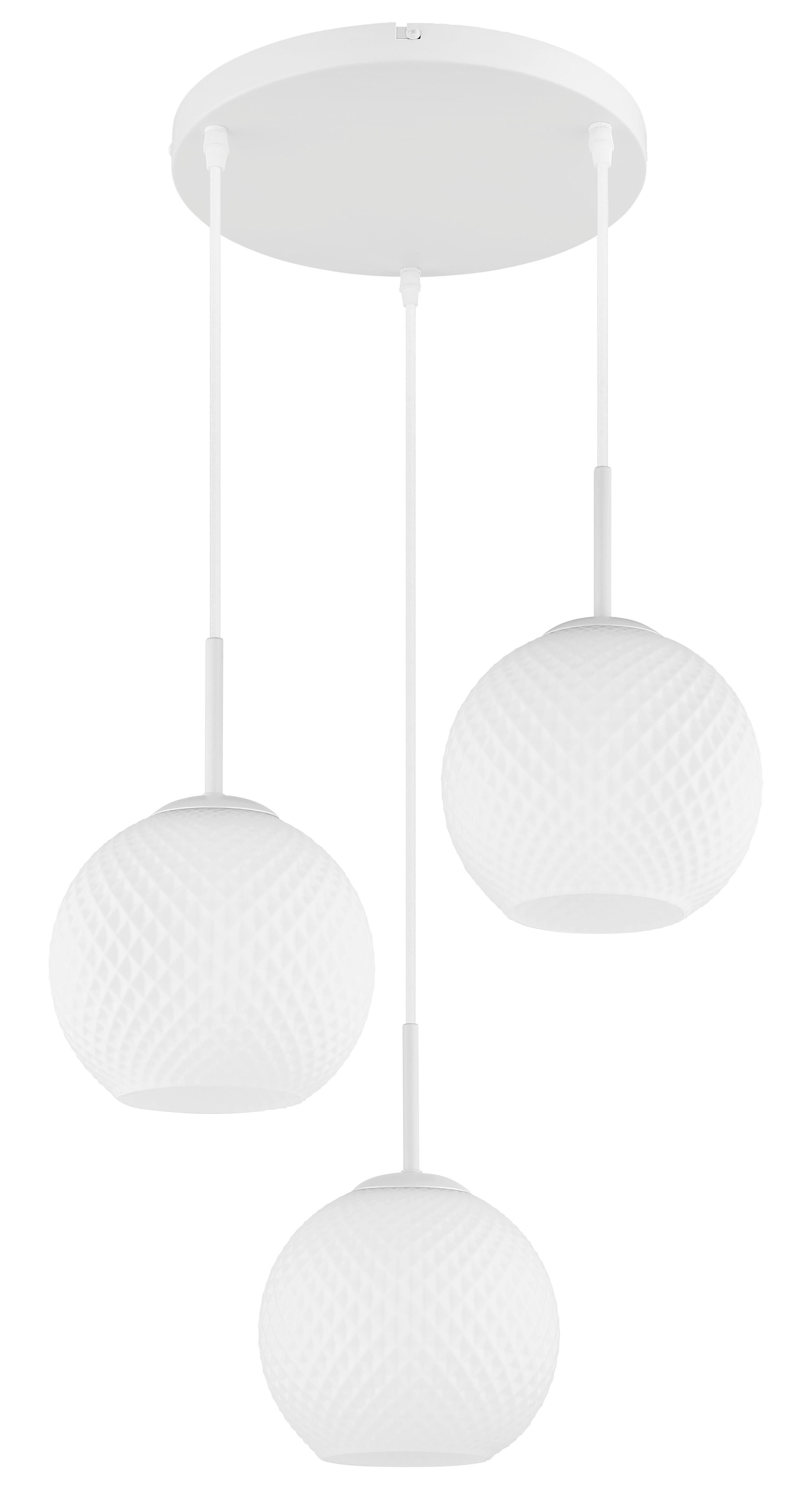 Viseća Svjetiljka Andre - bijela, Design, staklo/metal (46/120cm) - Globo