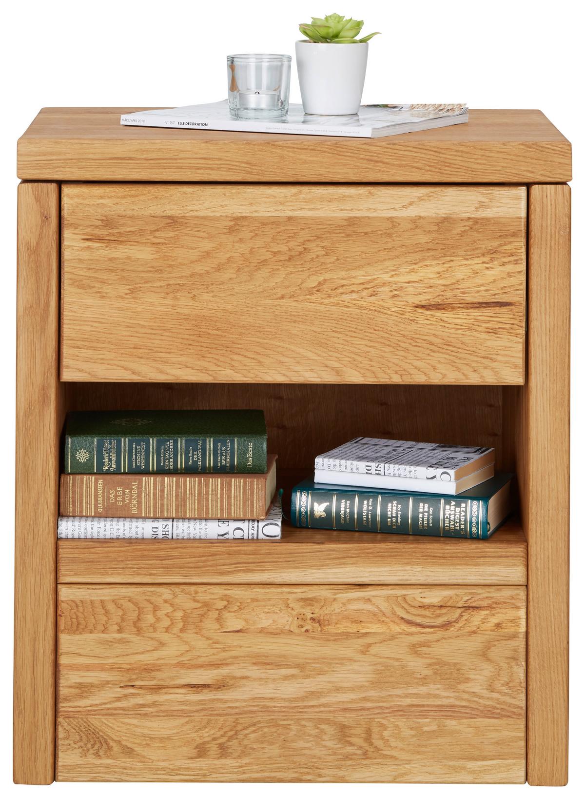 Nachttisch aus Eiche Massiv - Eichefarben, Konventionell, Holz (52/61/38cm) - Zandiara