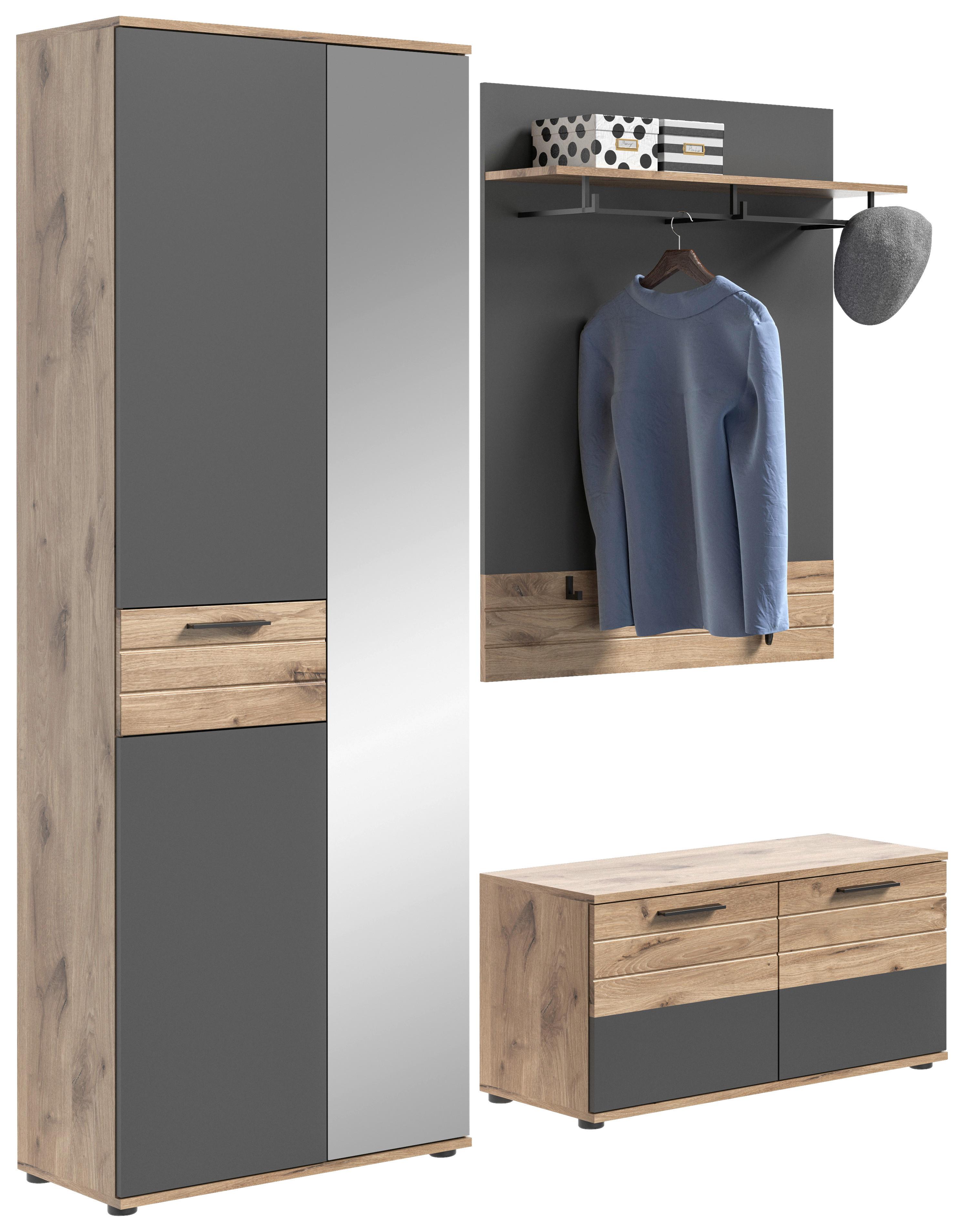 Garderobe Mason 3-teilig ca.175x200x38cm Grau - Holzwerkstoff (175/200/38cm) - MID.YOU