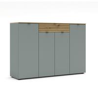 Sideboard Bahia-M Grün/Eiche Artisan - Schwarz/Eiche Artisan, Modern, Holzwerkstoff (150/101/39cm) - Mömax
