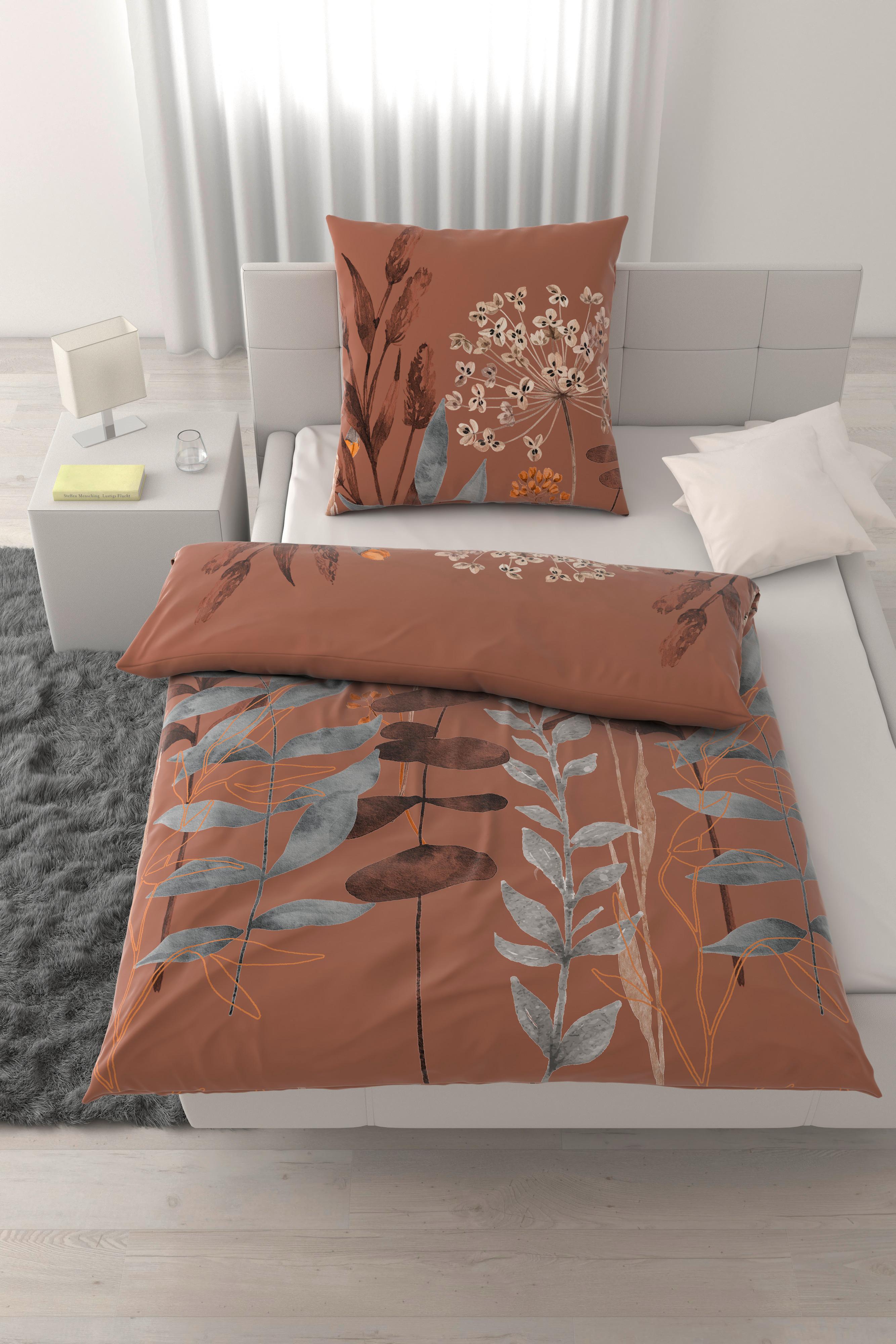 Bettwäsche Leavi XL Mokka ca. 155x220cm - Mokka, MODERN, Textil (155/220cm) - Mömax