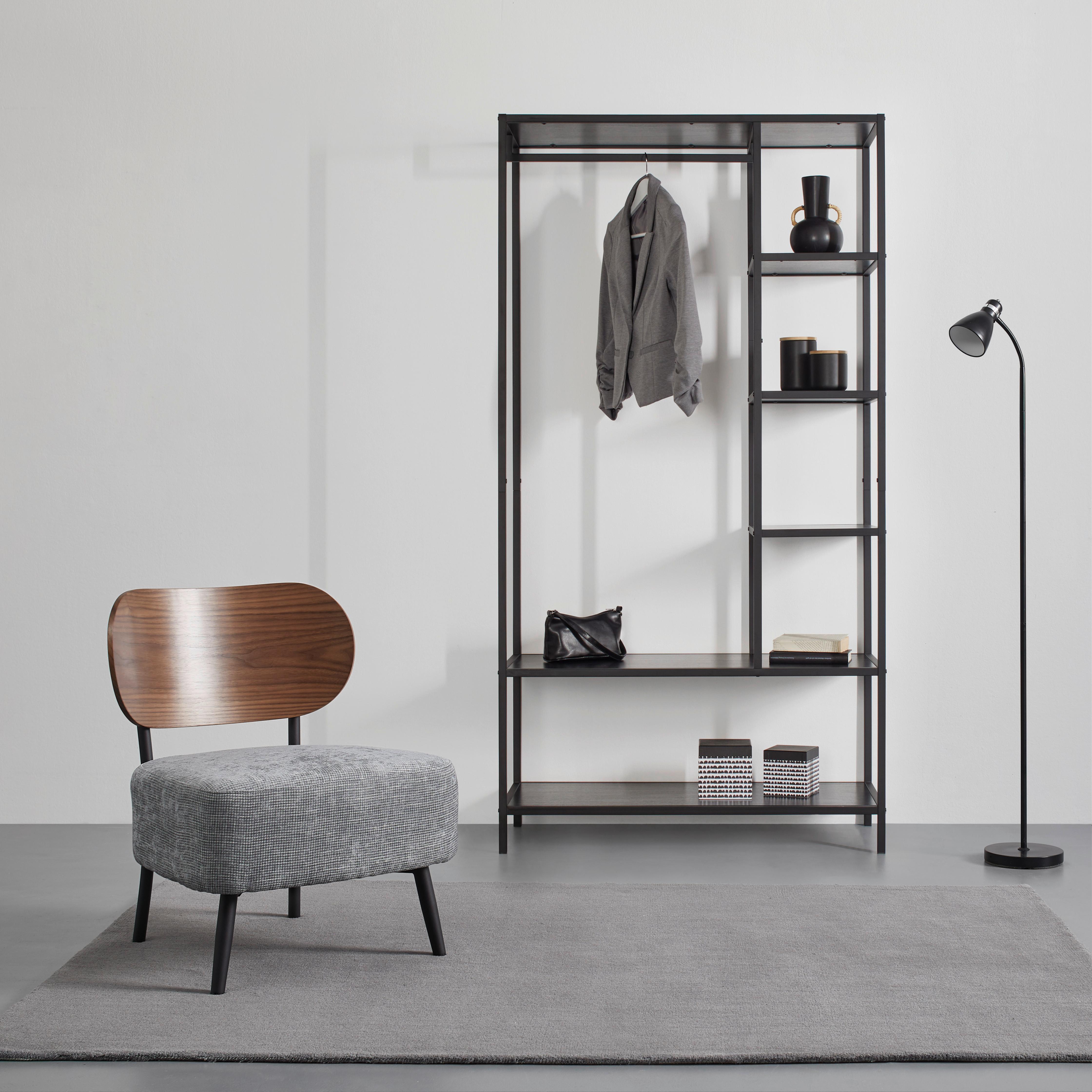 HYLLA STILOS - svart, Design, metall/trämaterial (100/190/44cm) - Mömax