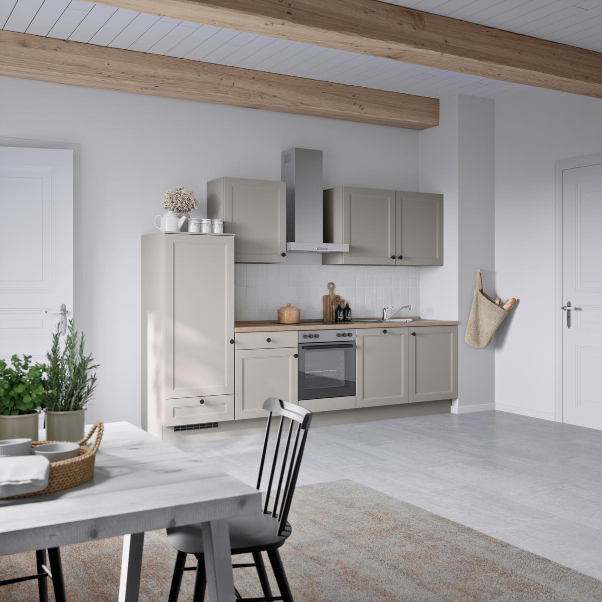 Küchenblock Cascada Low m. Geräten Grau - Eiche dunkel/Schwarz, MODERN, Holzwerkstoff/Metall (300cm) - Nobilia