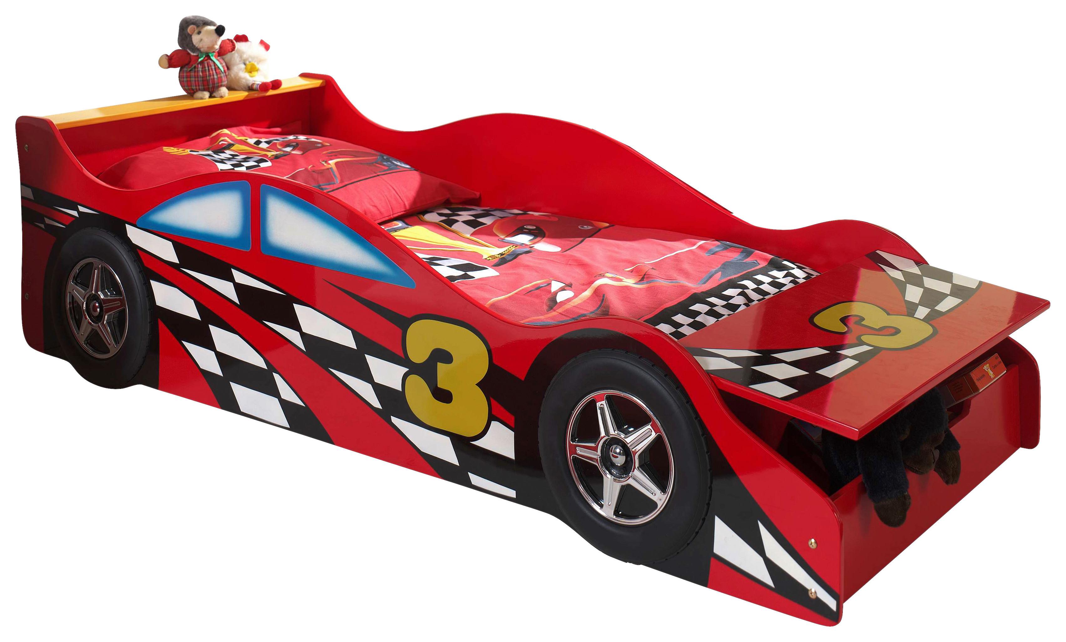 AUTOBETT Race Car Rot 70x140cm - Rot, MODERN, Holzwerkstoff (70/140cm) - MID.YOU