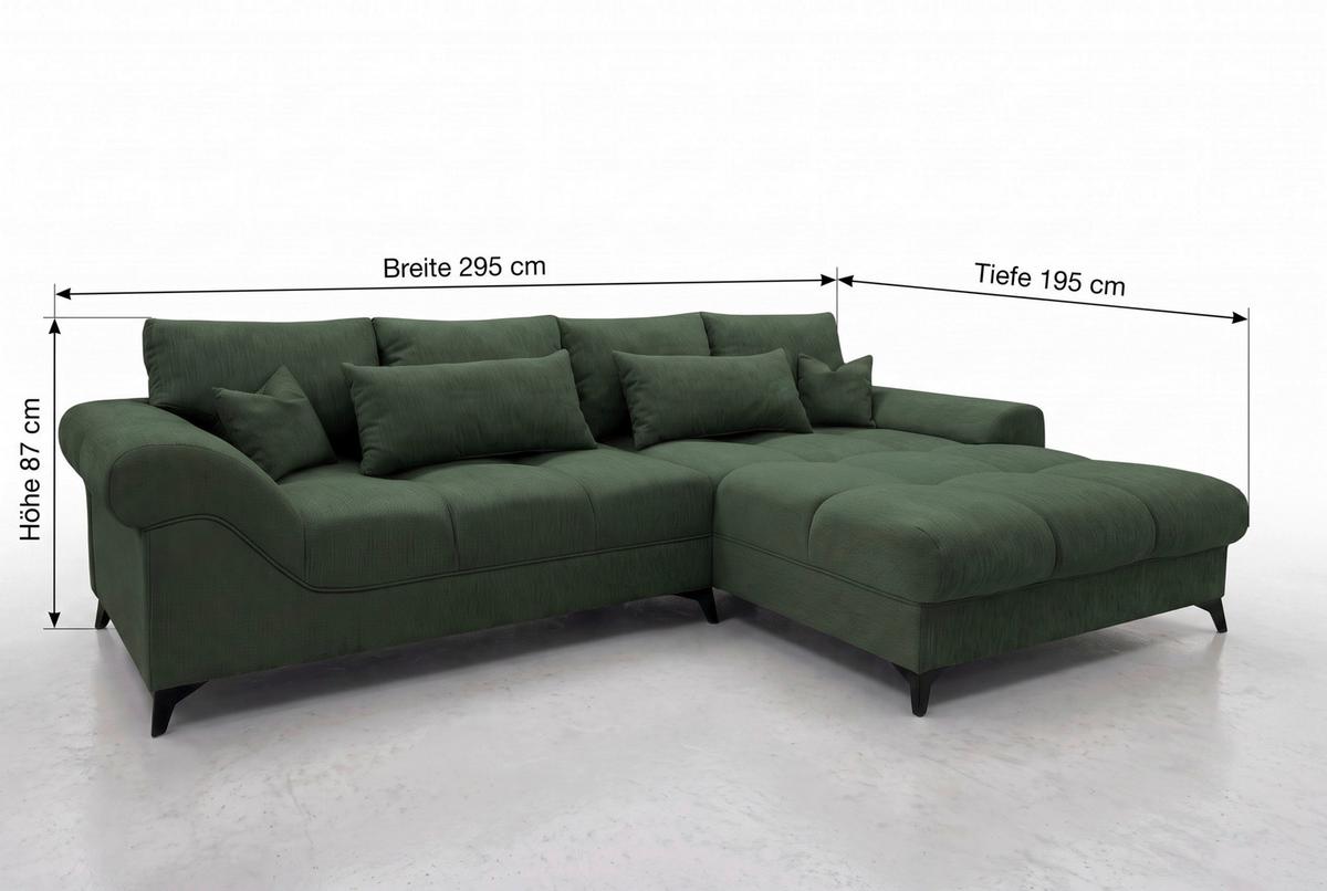 Ecksofa Noah Grün - Schwarz/Grün, MODERN, Holzwerkstoff/Kunststoff (295/195cm) - Based