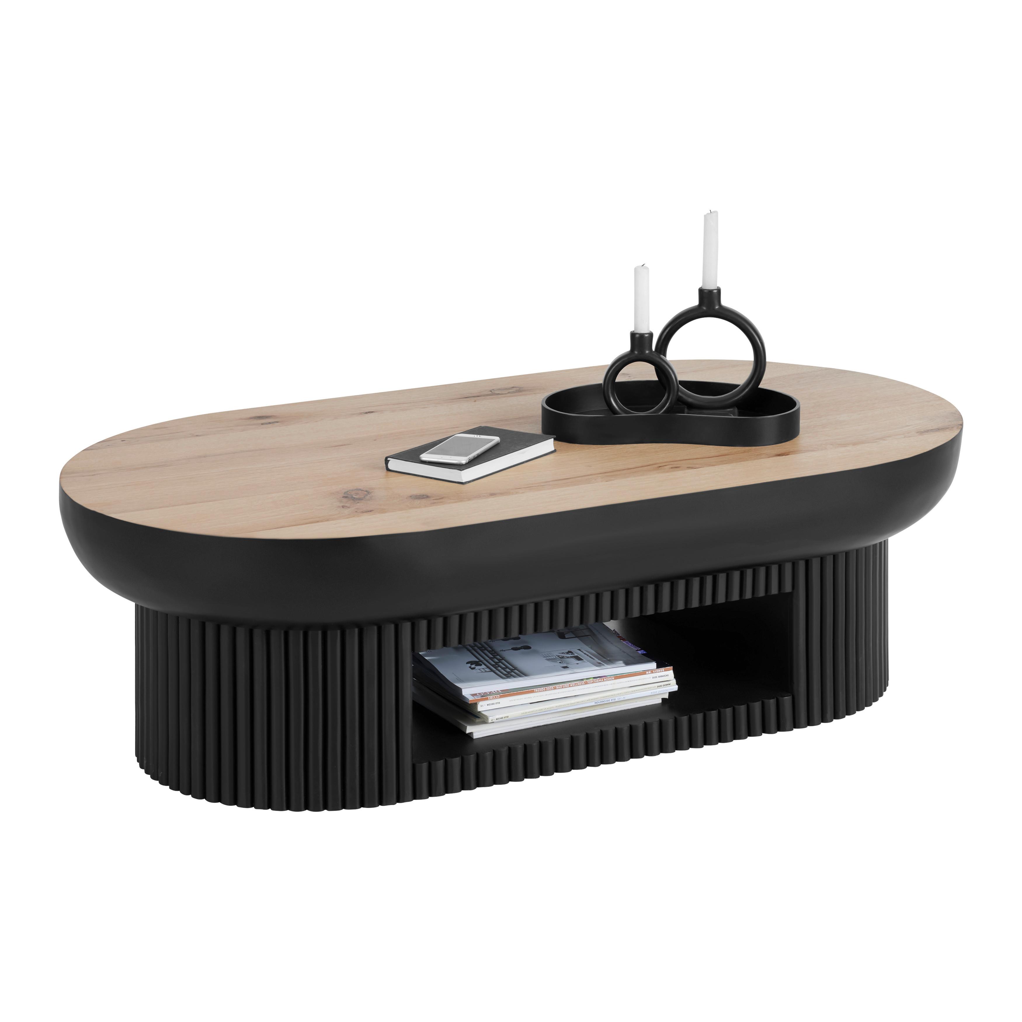 Couchtisch Tiffy Schwarz/Eichefarben - Eichefarben/Schwarz, MODERN, Holz/Holzwerkstoff (130/70/40cm) - Mömax