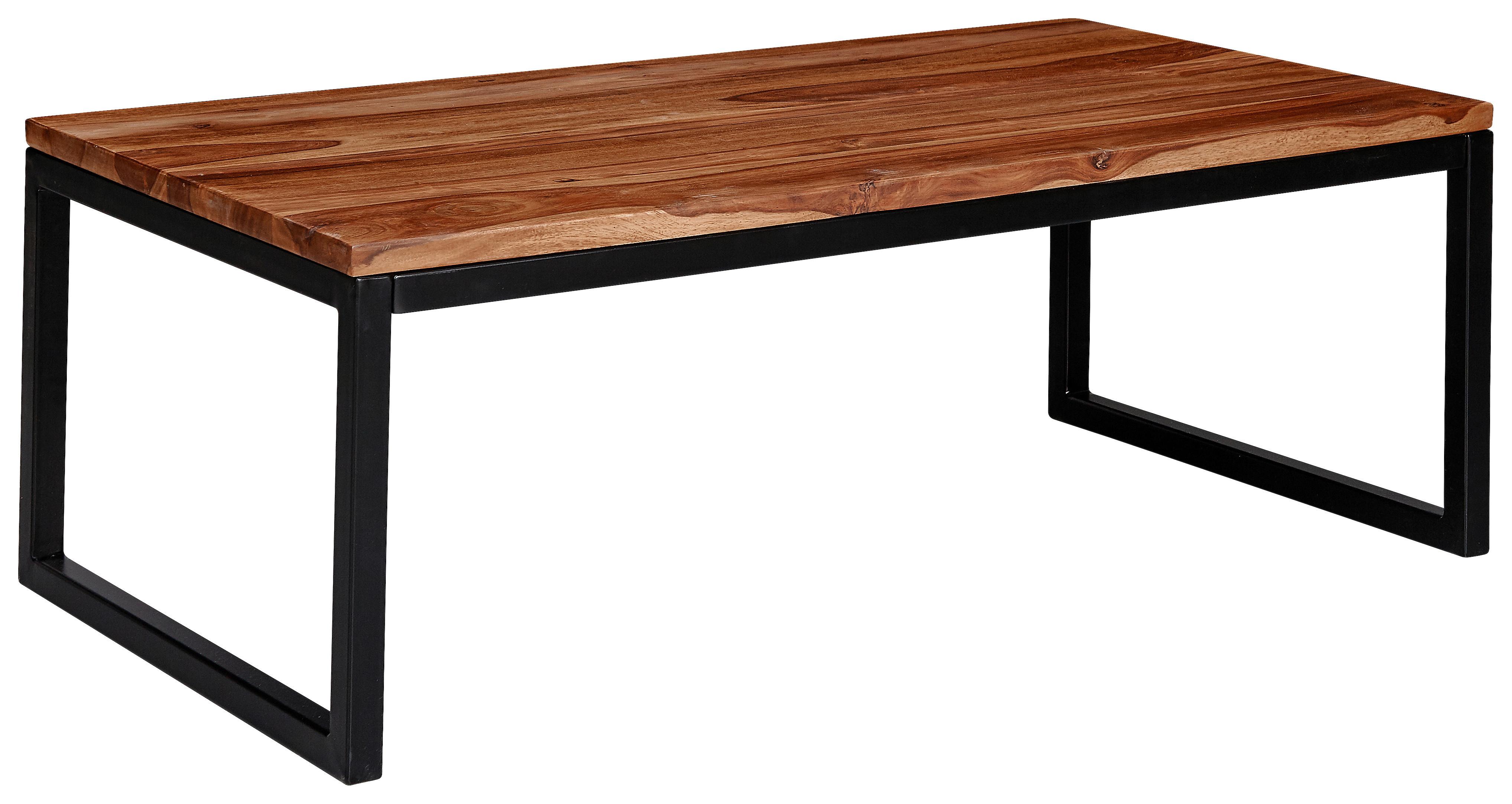 Couchtisch Holz massiv, Sheesham/Schwarz - Sheeshamfarben/Schwarz, KONVENTIONELL, Holz/Metall (110/60/40cm) - MID.YOU