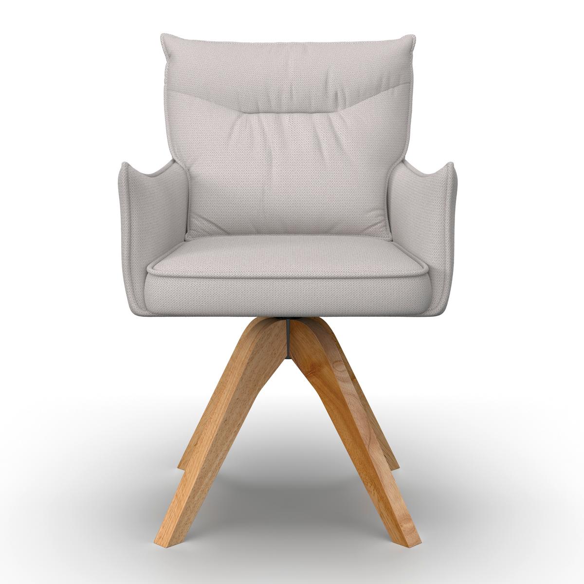 Armlehnstuhl Lorelei Hellgrau Webstoff Drehbar Gepolstert - Hellgrau/Naturfarben, MODERN, Holz/Textil (58/87/63cm) - Bessagi Home