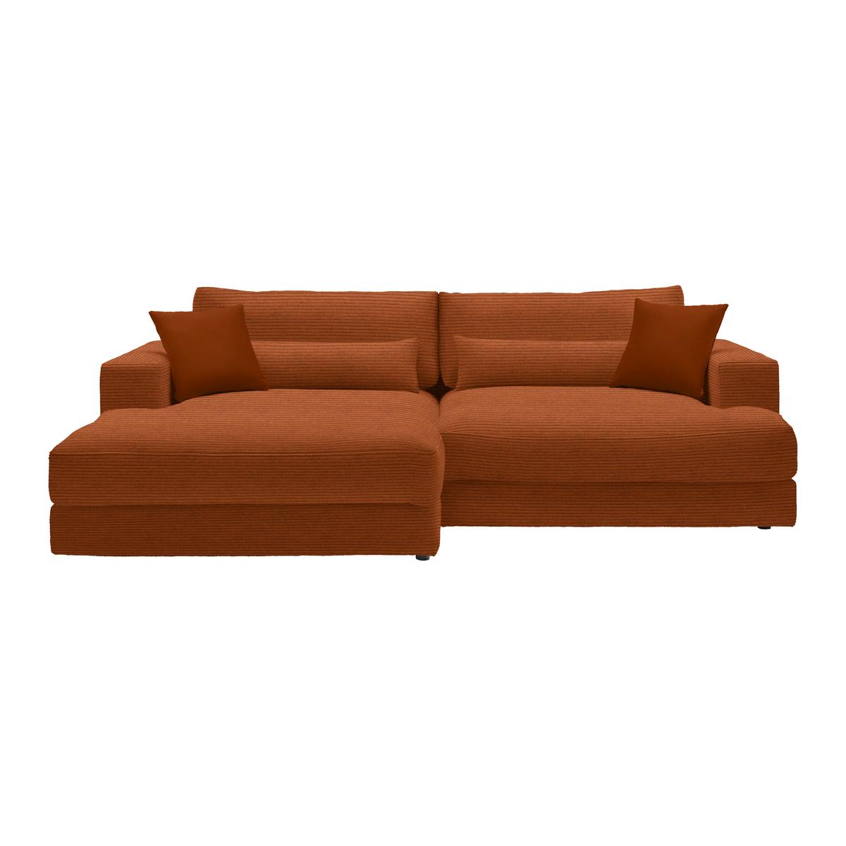 Ecksofa Fabiona links Rostfarben - Rostfarben/Schwarz, MODERN, Holz/Kunststoff (194/85/268cm) - Premium Living